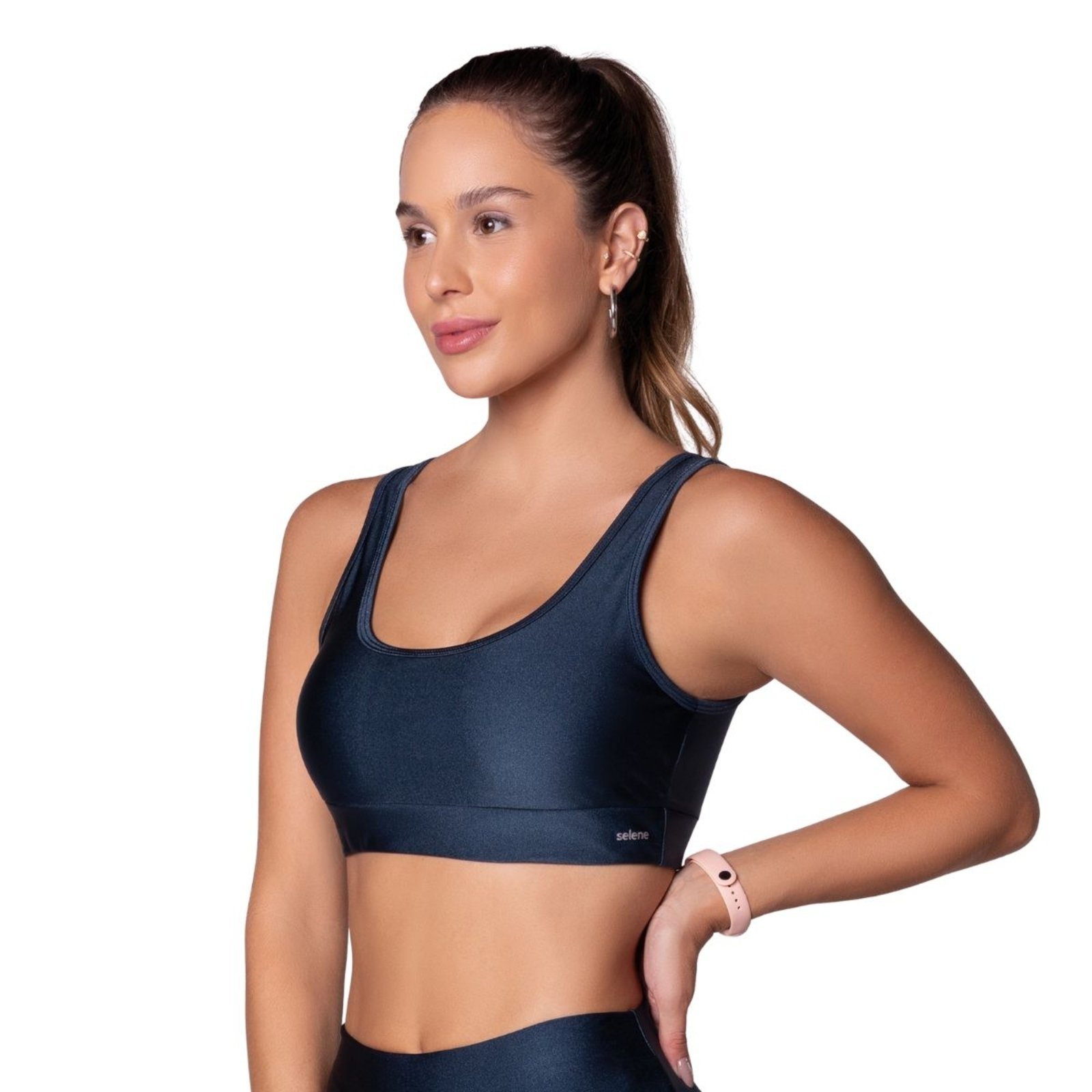 Top Fitness Feminino Bojo Removível Detalhe Nas Costas Selene