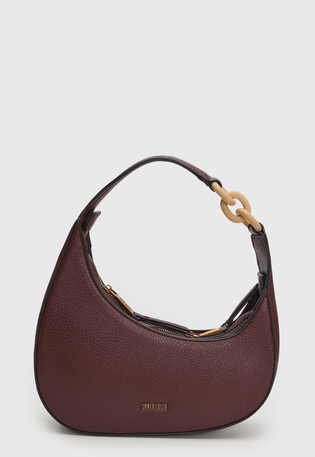 Bolsa Feminina Santa Lolla Meia-Lua Alça Resina Vinho