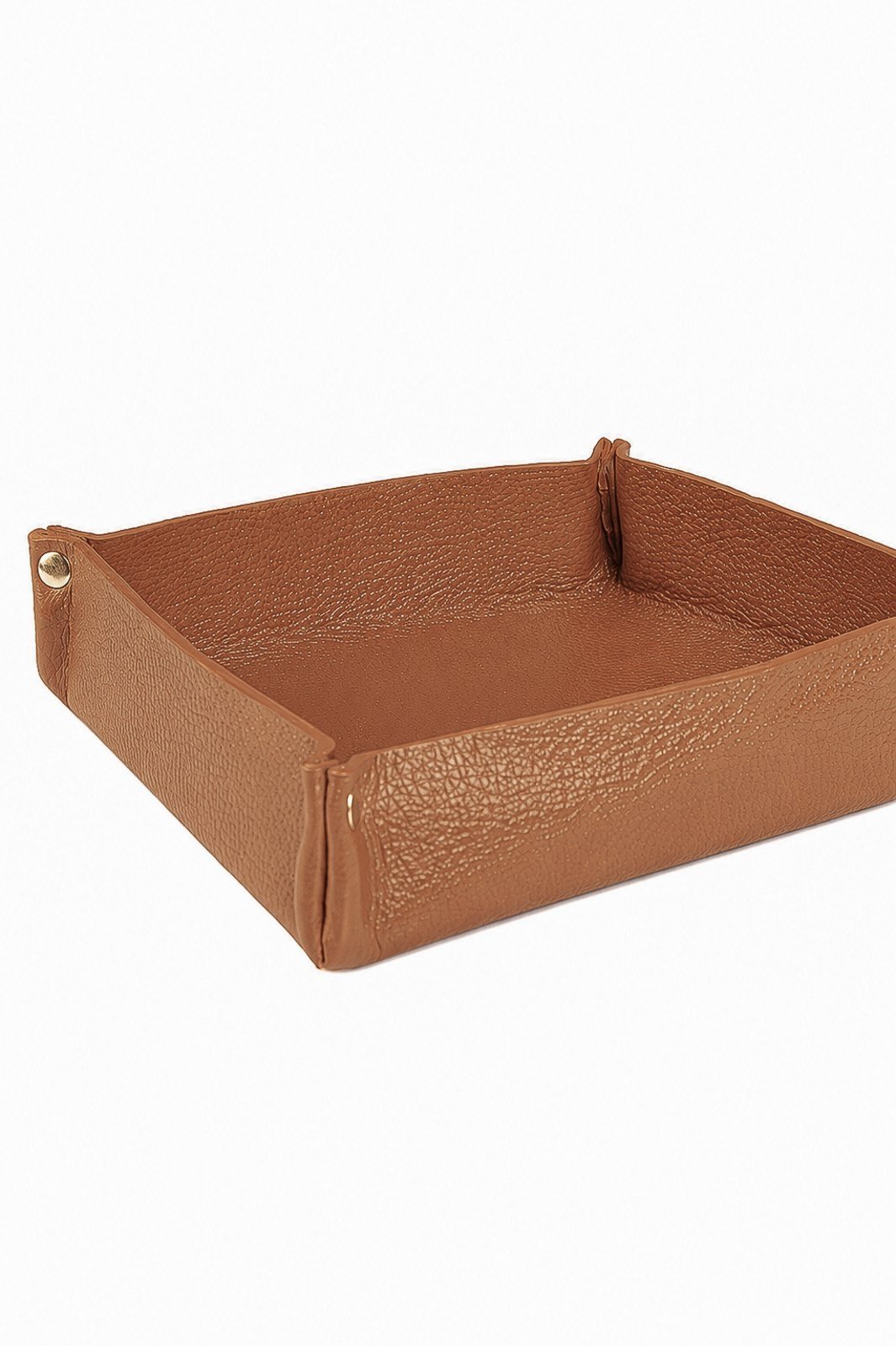 Porta objetos organizador em couro liso 16x16 Tray - Caramelo