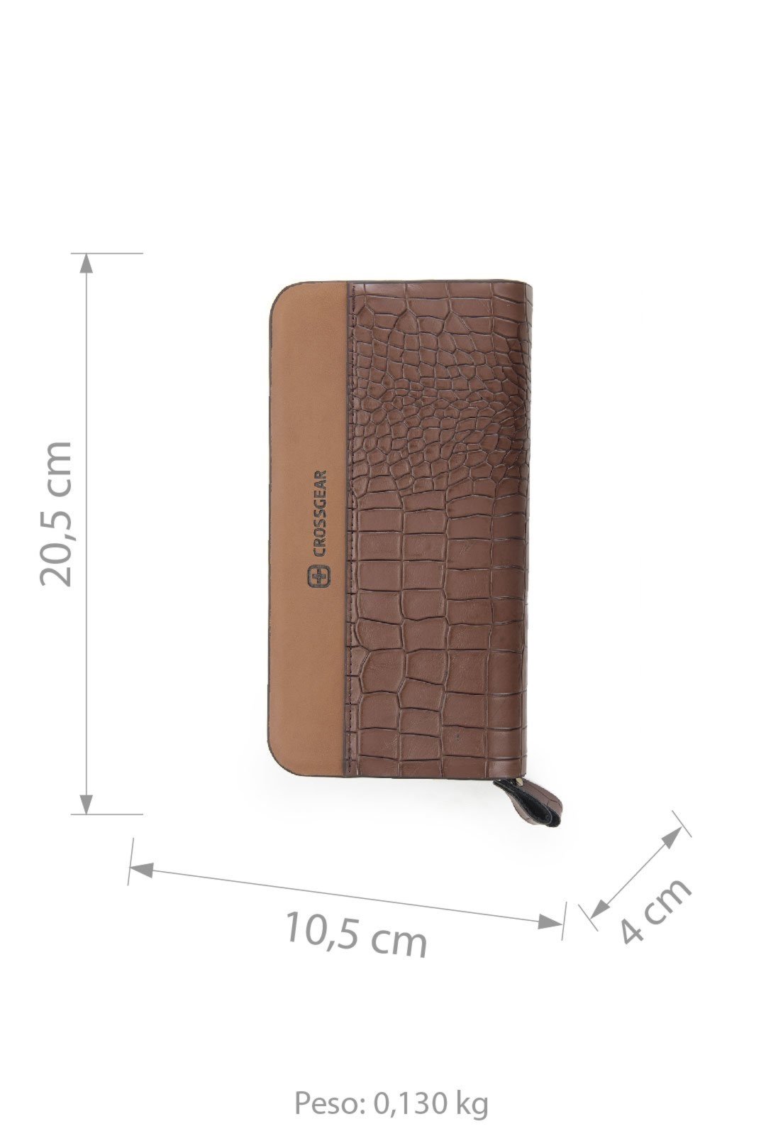 Vista 3 Carteira Masculina Porta Cartão Divisória Crossgear marrom Crossgear marrom