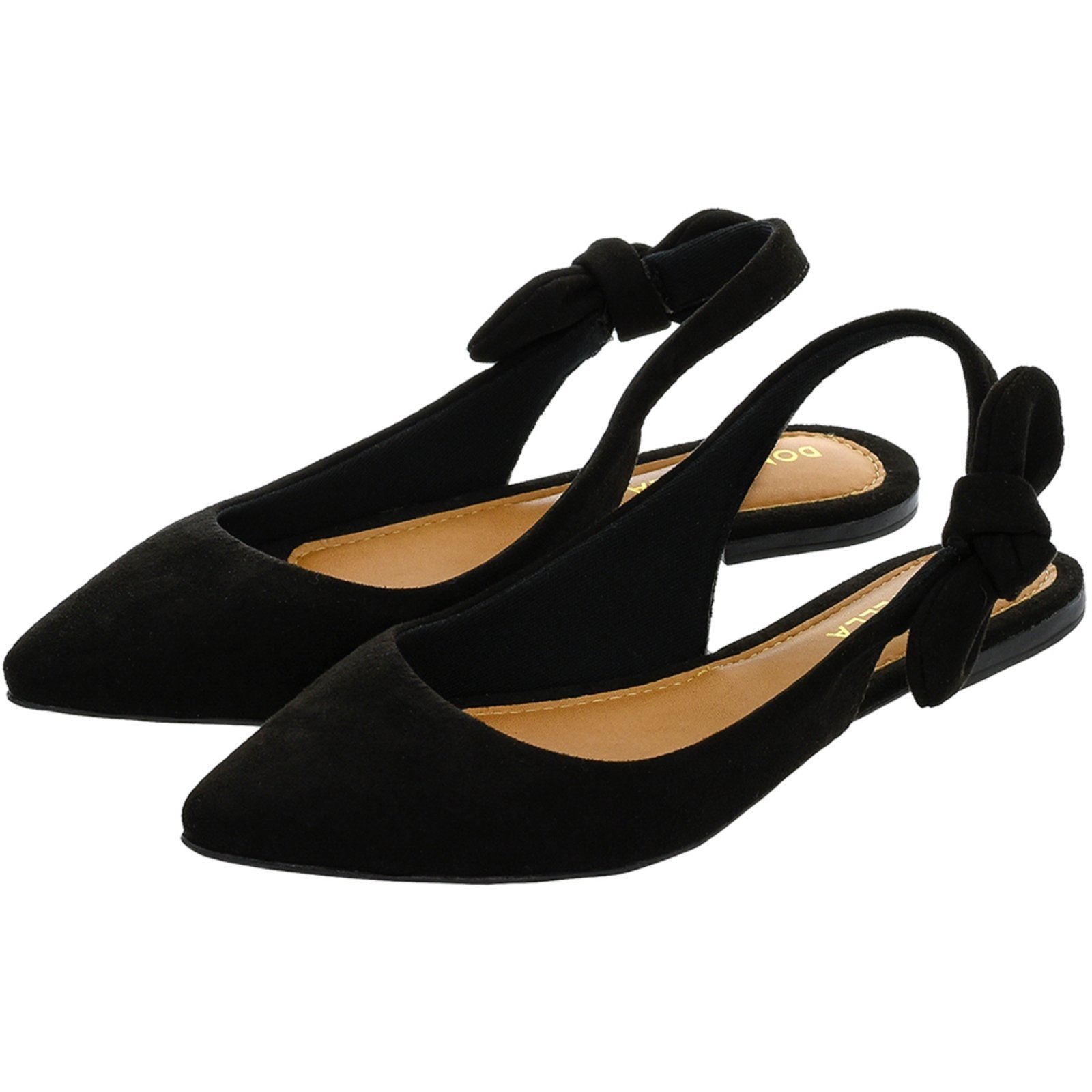 Sapatilha Feminina Bico Fino Mule Slingback CM Calçados Laço Preto Camurça