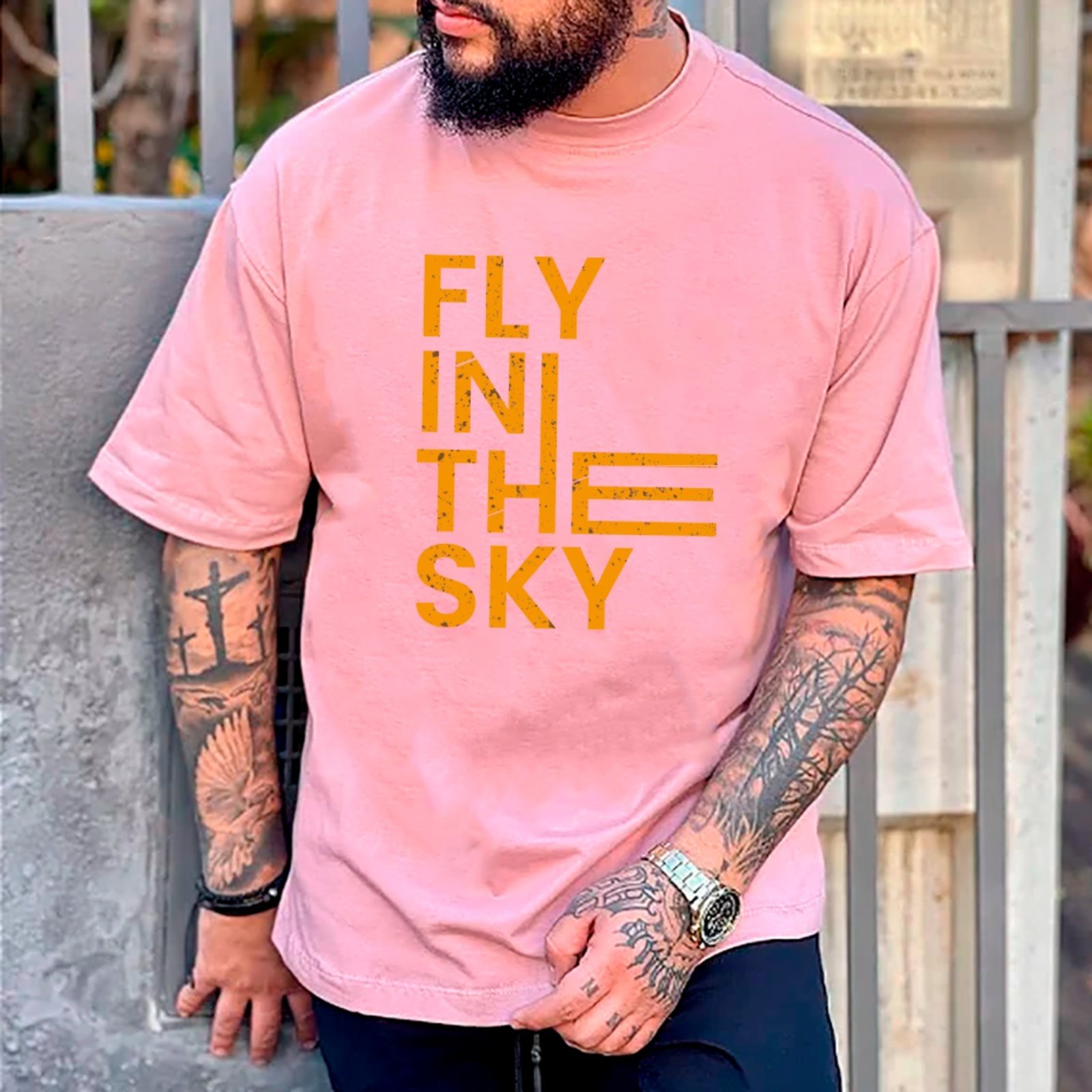 Camiseta Ousy Unissex Fly In The Sky Básica Rosa