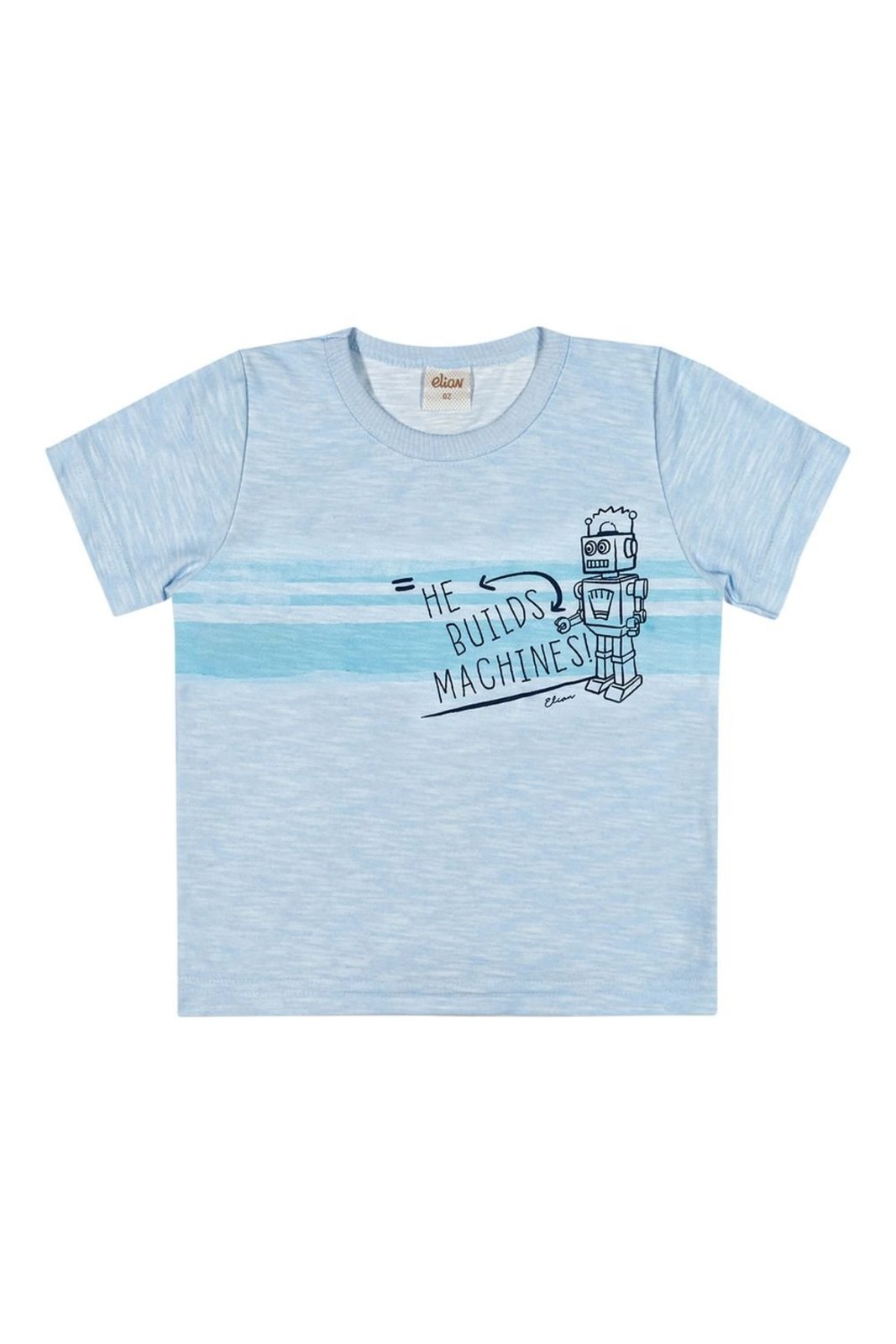 Infantil - Camiseta Menino Malha Flamê Robô Elian Azul