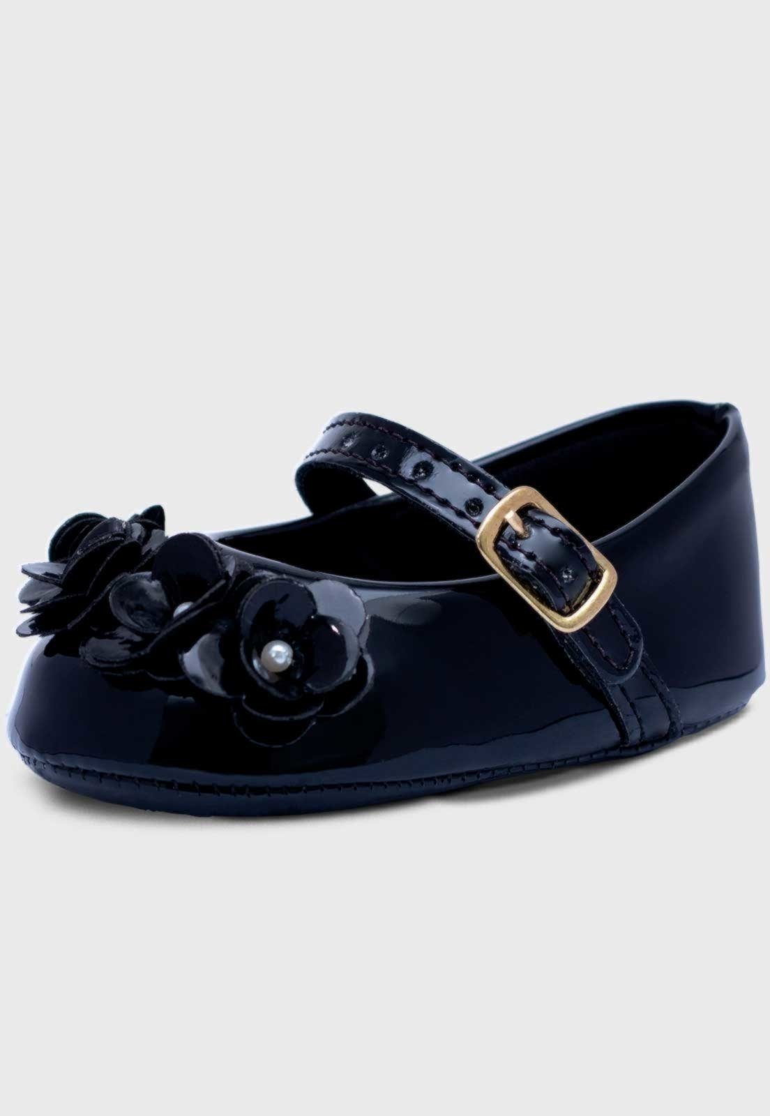 Infantil – Sapatilha Pópidi Menina Flores Preto