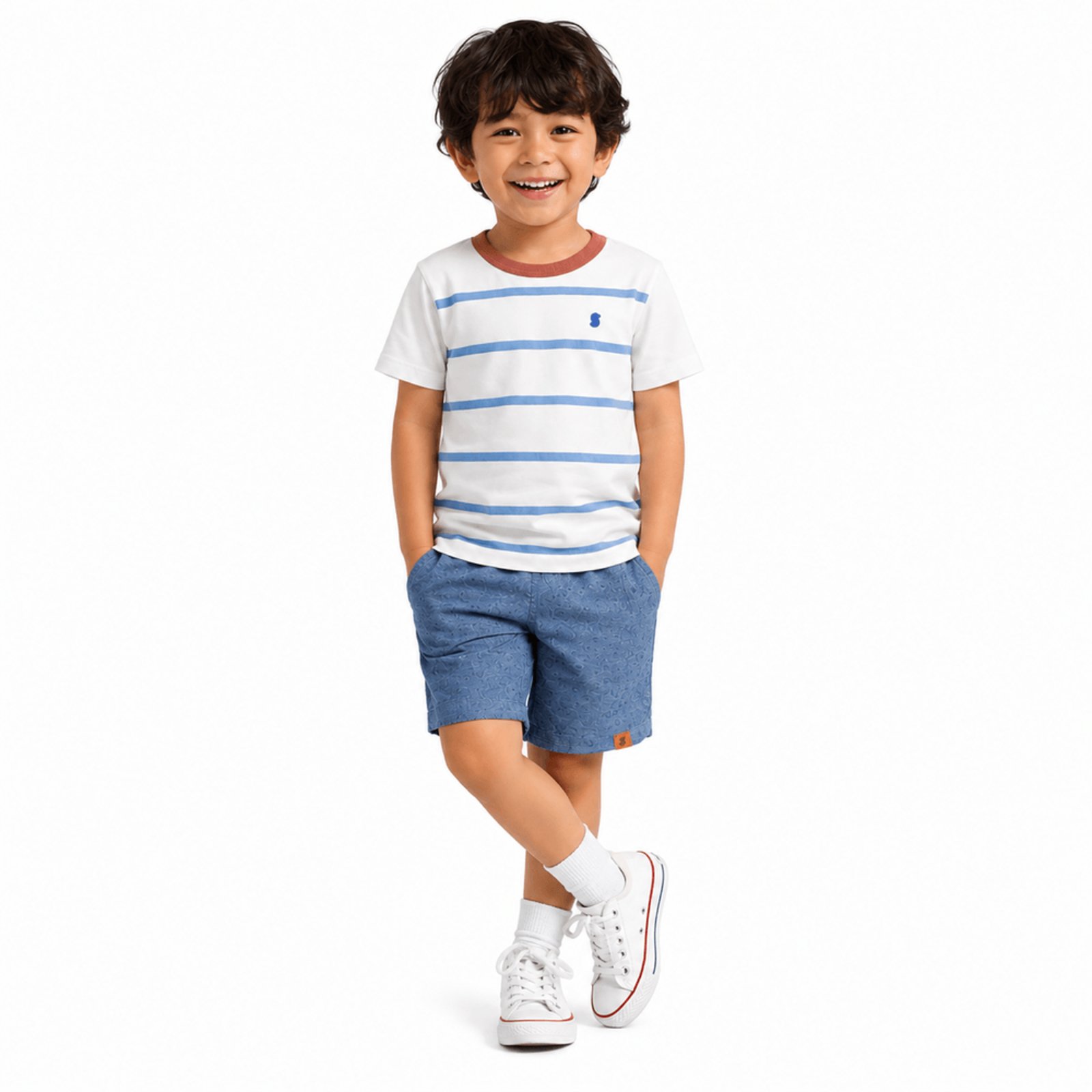 Infantil - Conjunto Menino Confort Alphabeto Off White e Jeans Off-white