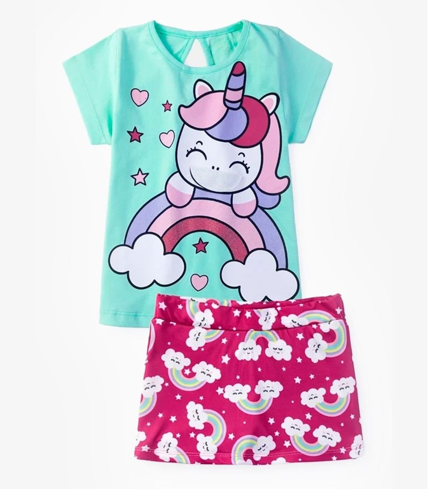 Vista 2 Infantil - Conjunto Menina Unicórnio Select verde verde