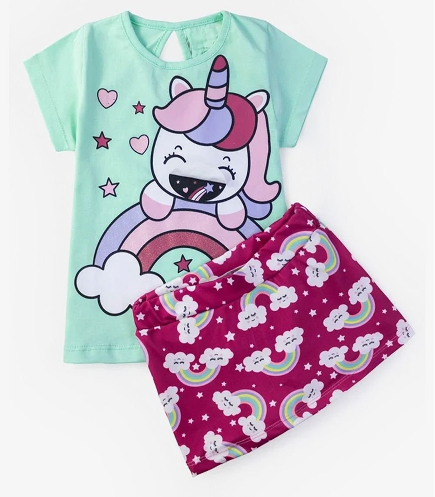 Vista 3 Infantil - Conjunto Menina Unicórnio Select verde verde