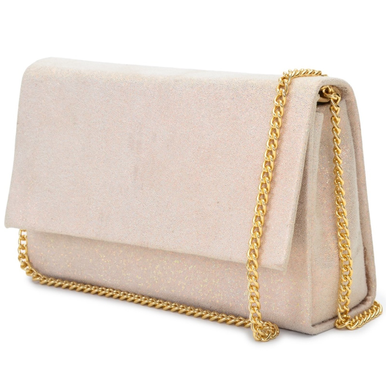 Bolsa Urbania Corrente Transversal Clutch Lateral Nude Brilhante Bege