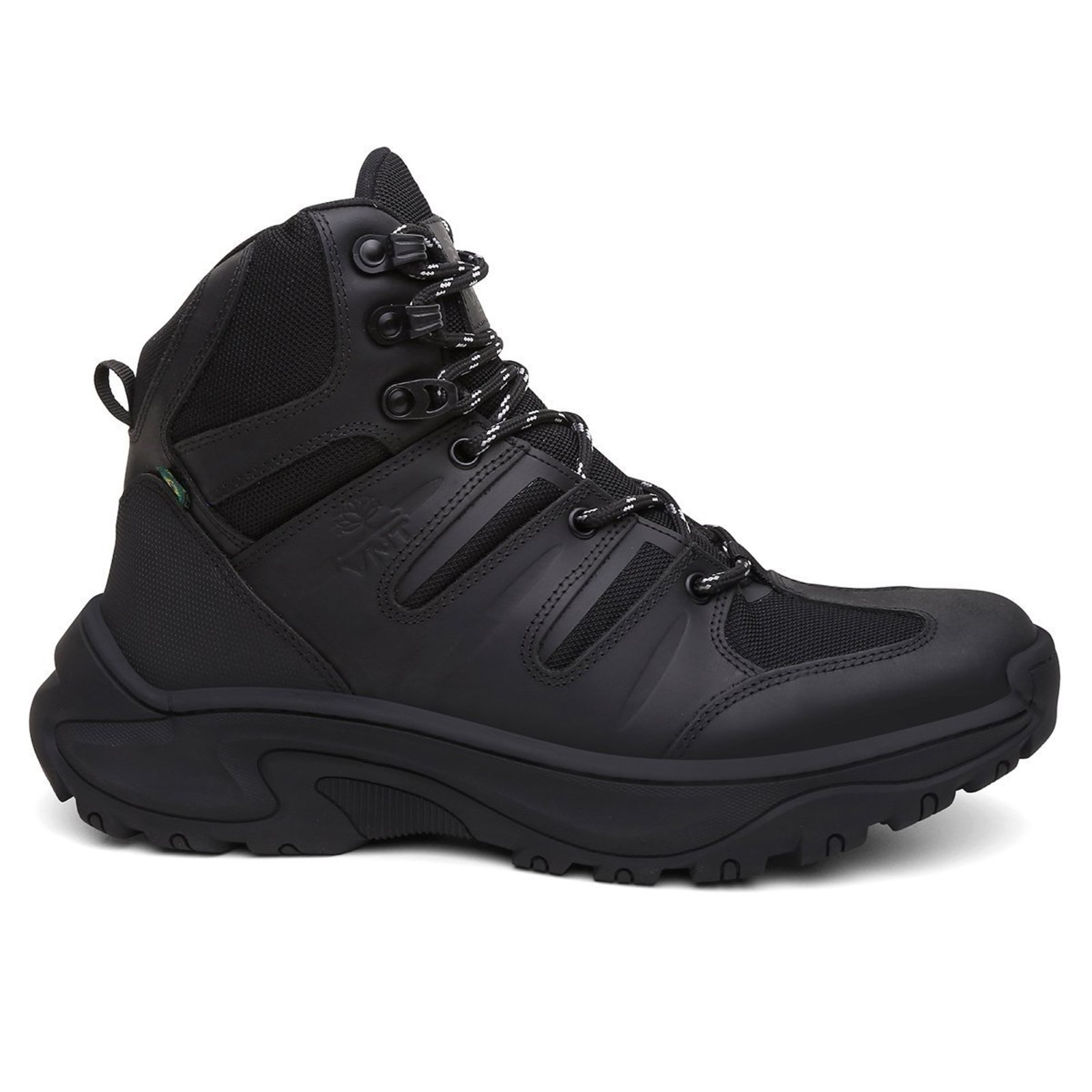 Bota Coturno Adventure Montanhismo Nylon Detalhes em Couro Trilha Preto