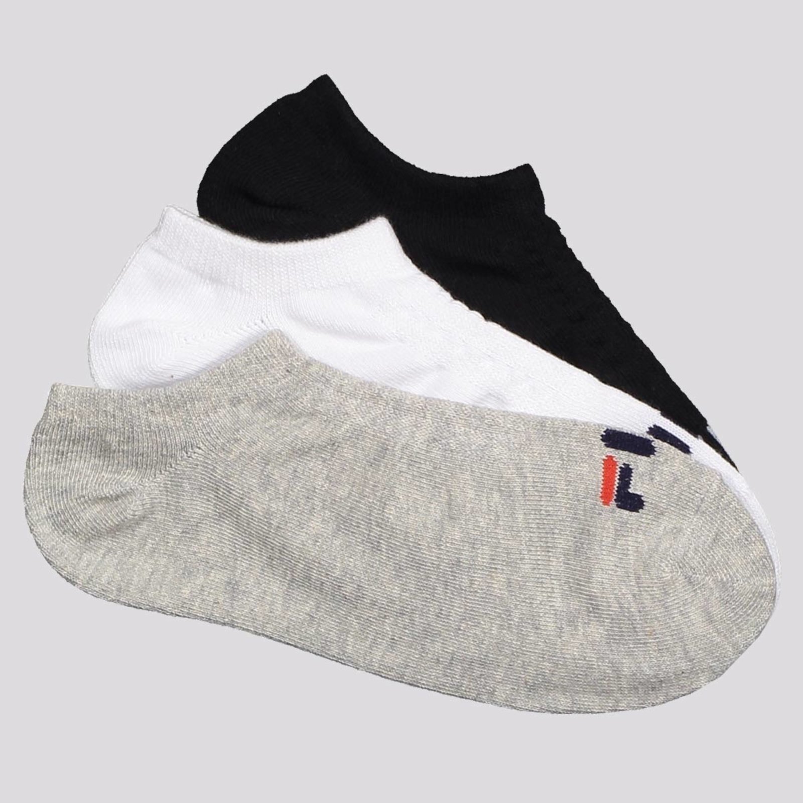 Vista 2 Kit Meia 3 Pares Fila Cano Curto Lisa preto Fila preto