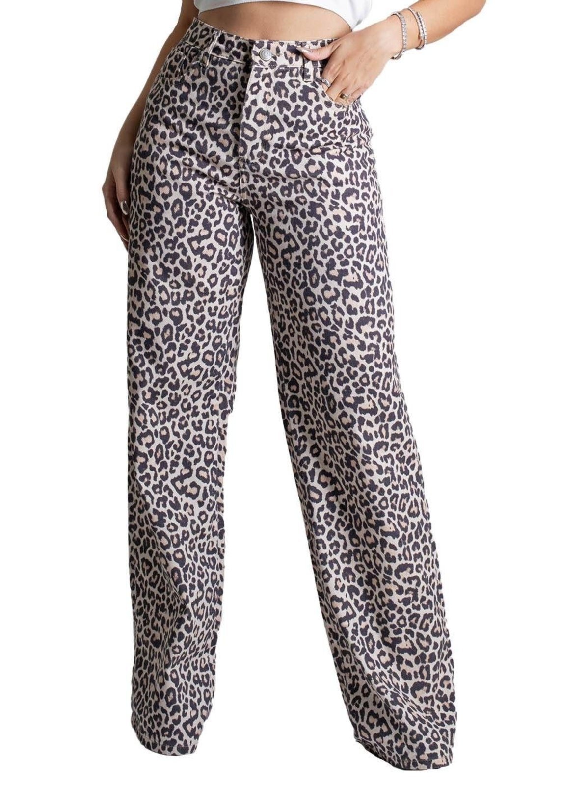 Calça Sarja Sawary Wide Leg – 279079 – Bege – Sawary