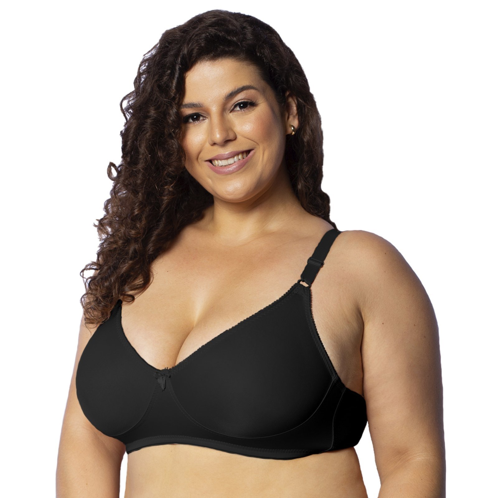 Sutiã Reforçado Gabi Lingerie Plus Size Sem Bojo Sustentação Compressão Cinta Preto