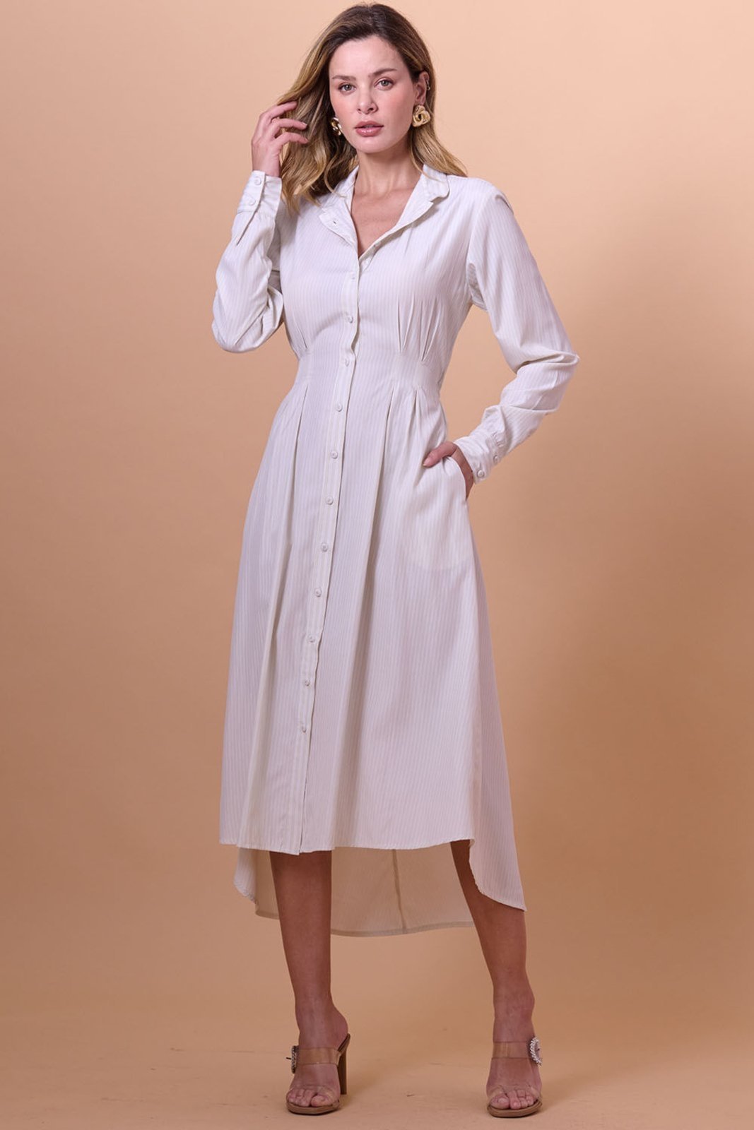 Chemise Manga 3/4 Tricoline Smk Bege Medio