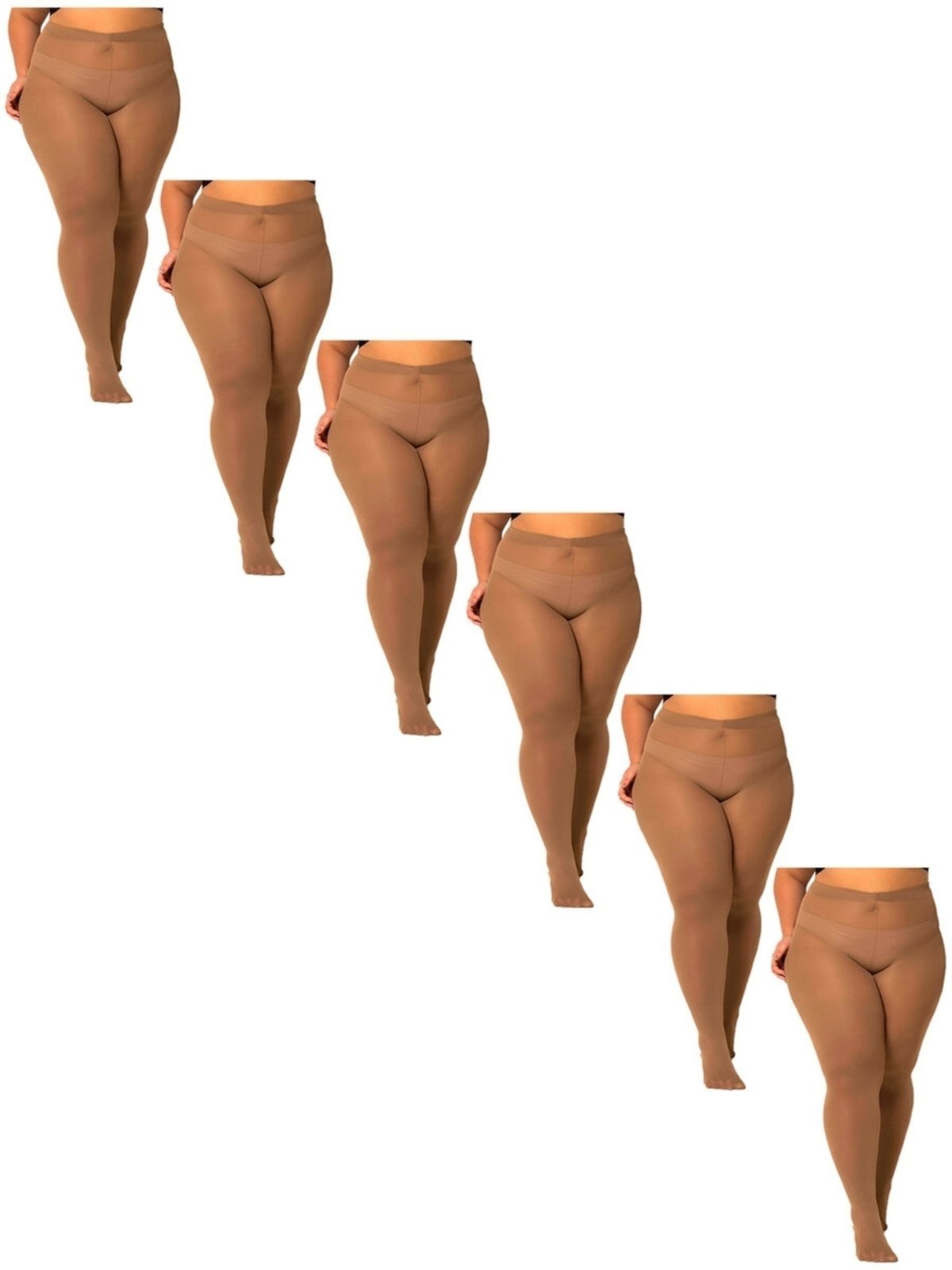 Kit com 6 Meias Calças Fio 80 Opaca Trifil 6100 Plus Size Bege