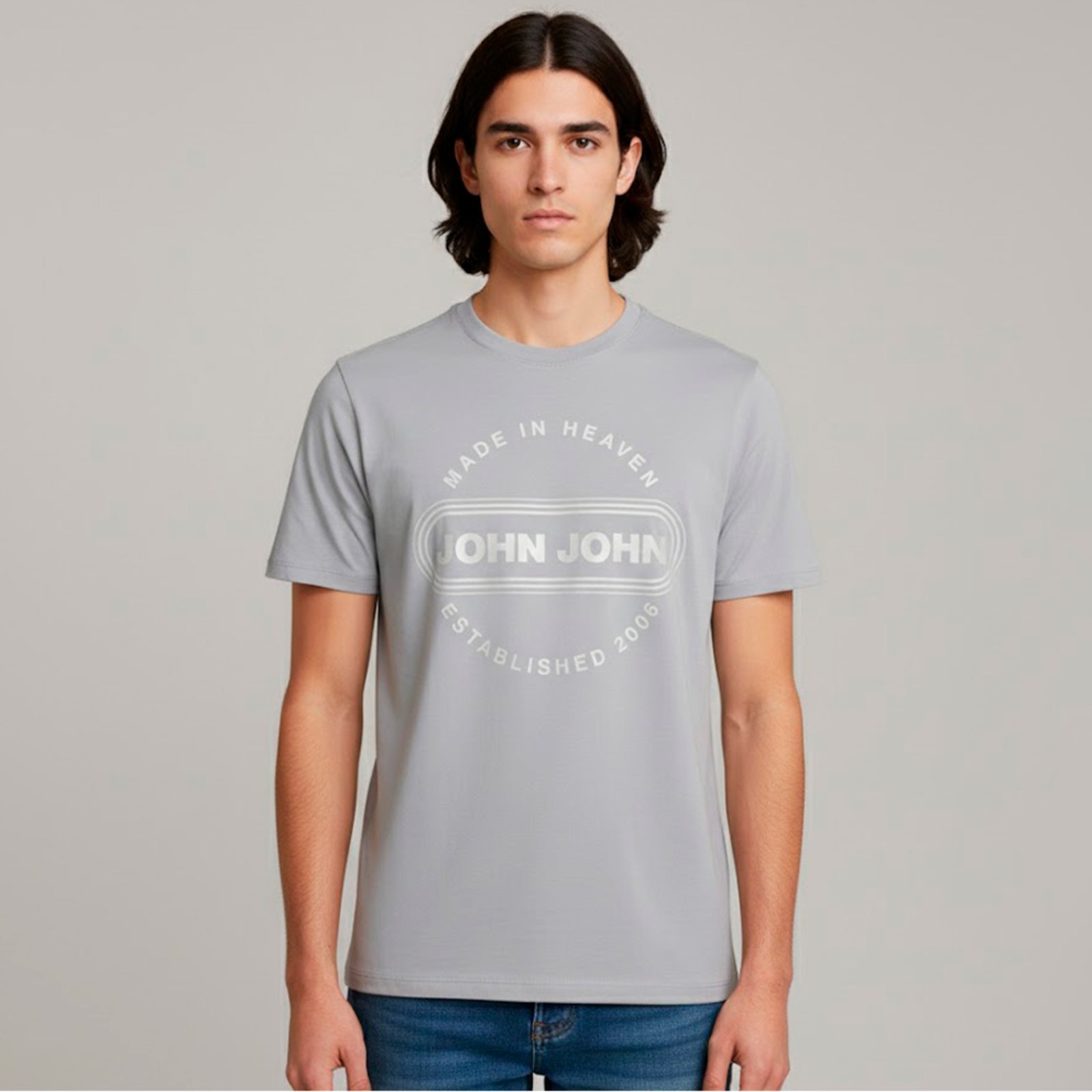 Camiseta John John Round Circle Ve26 Cinza Masculino