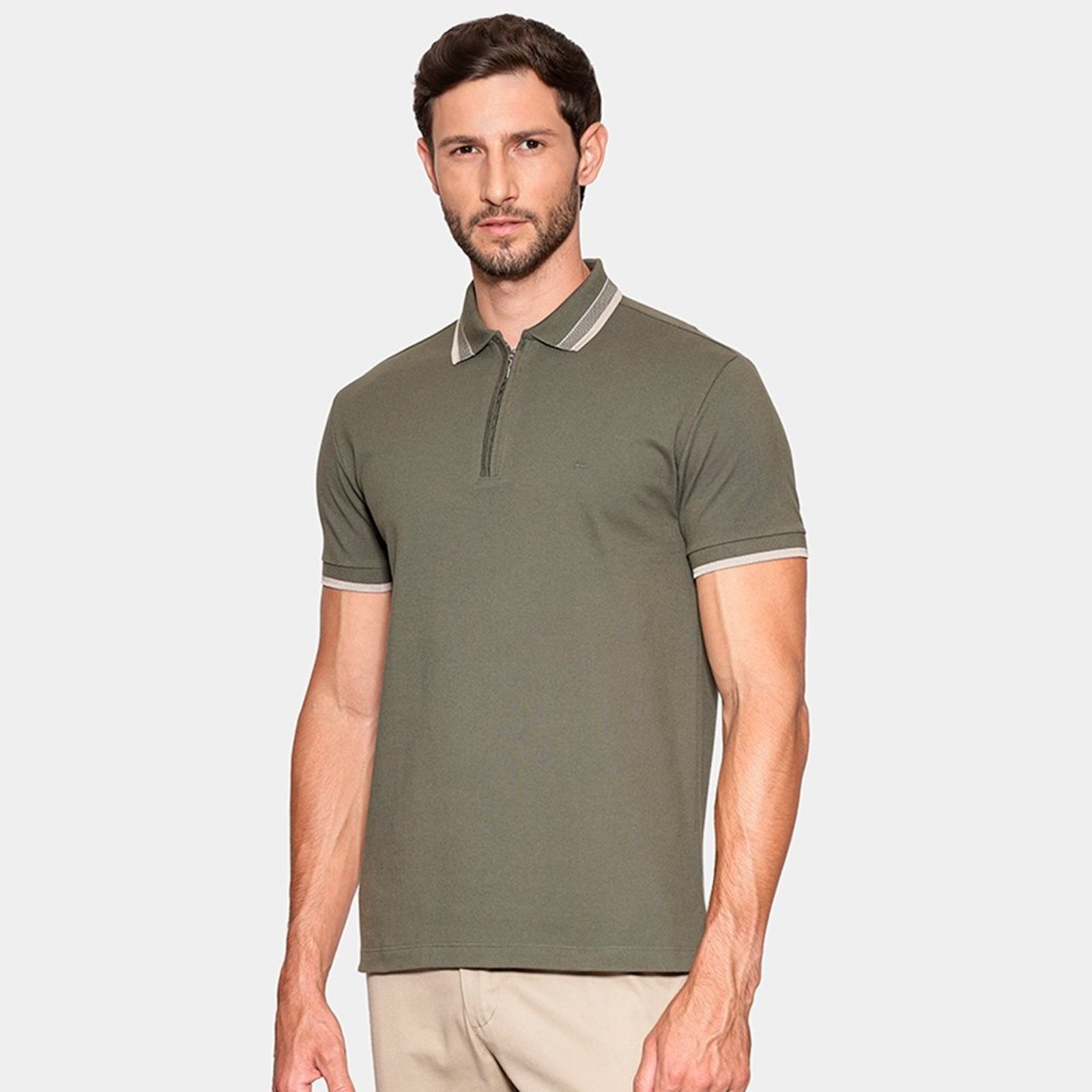 Camisa Polo Aramis Piquet Zip In26 Verde Masculino