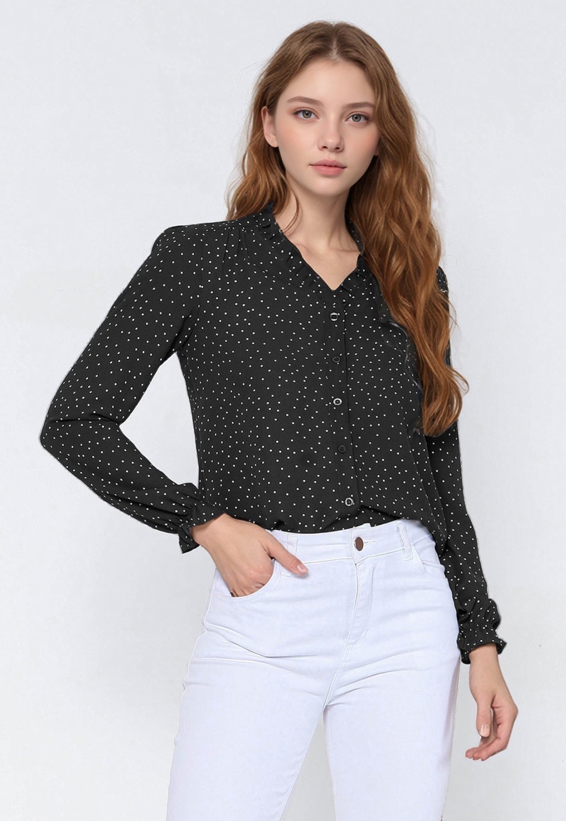 Camisa Intens Manga Longa Crepe Preto