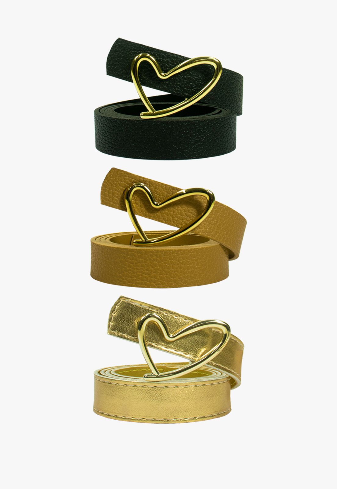 Infantil - Kit 3 Cintos Pópidi Dourado Caramelo e Preto