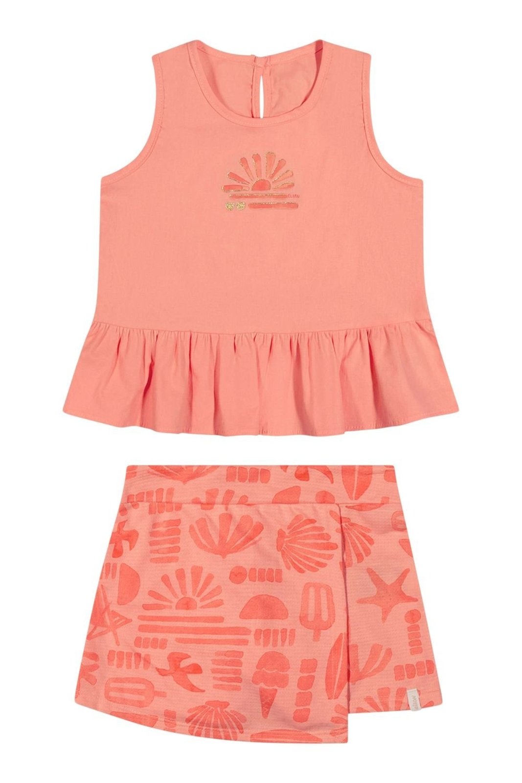 Vista 2 Infantil - Conjunto Menina Babado Sunset Elian bege Elian bege