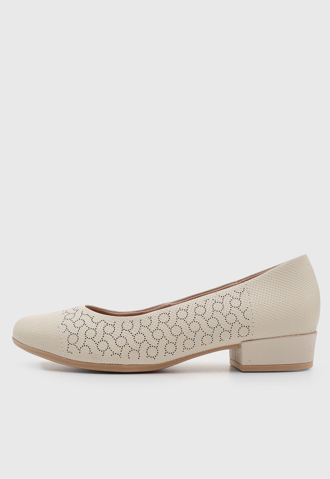 Scarpin Feminino Usaflex Salto Baixo Perfuro Off-White