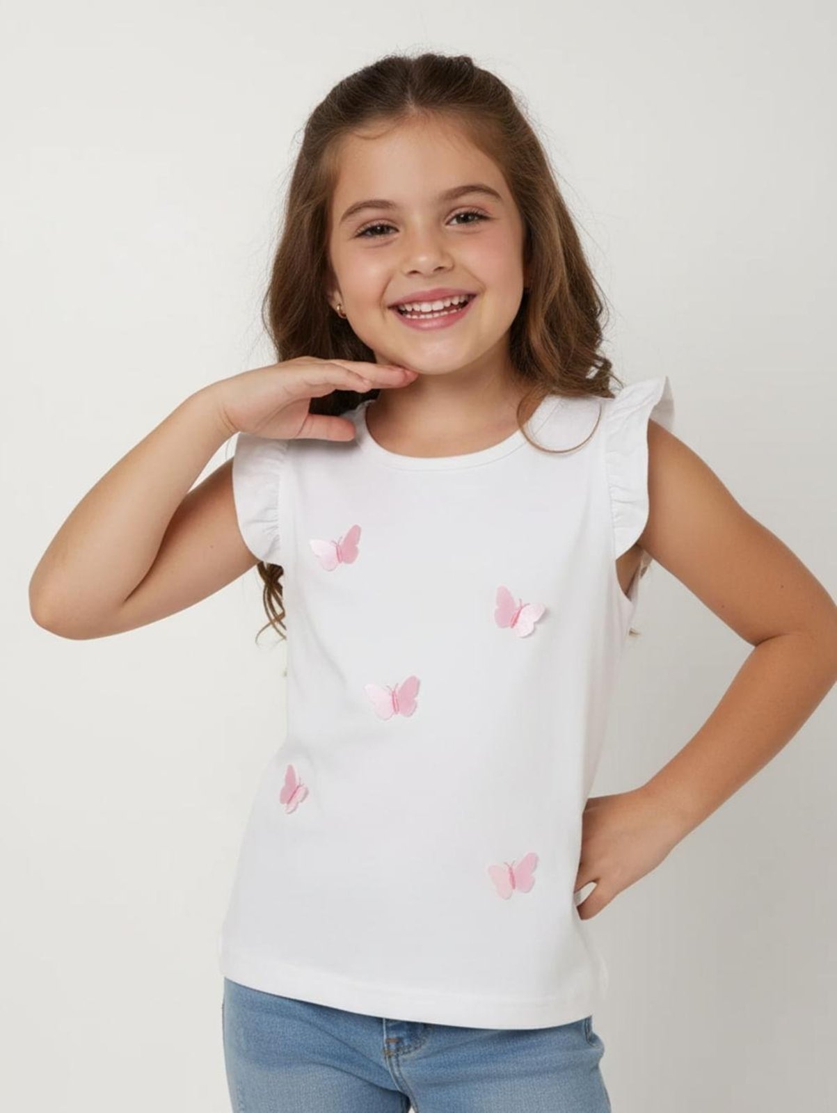Infantil - Blusa Cotton Regata Para Menina - NATURAL
