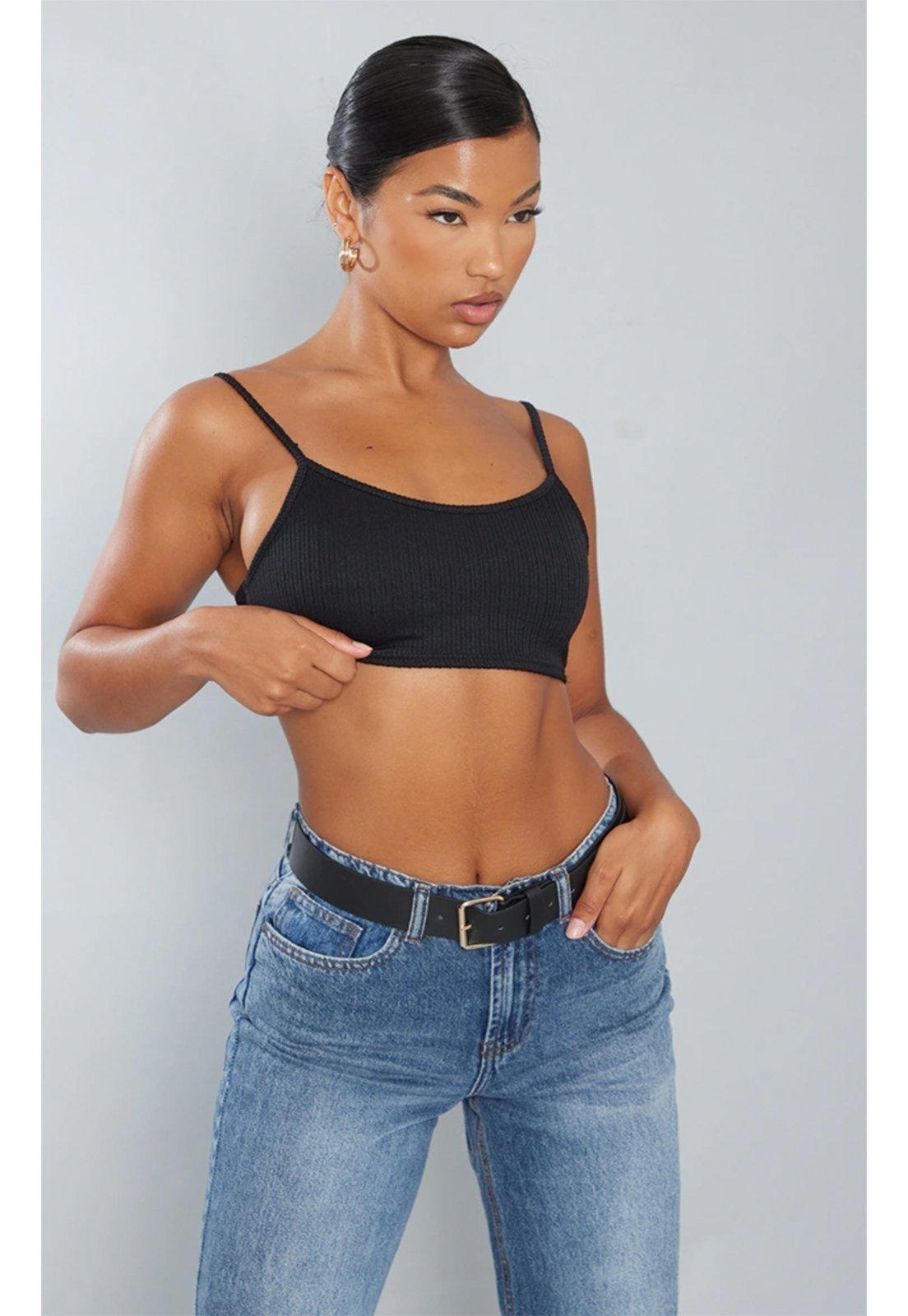 Cropped Rioutlet Ribana Com Regulagem Preto