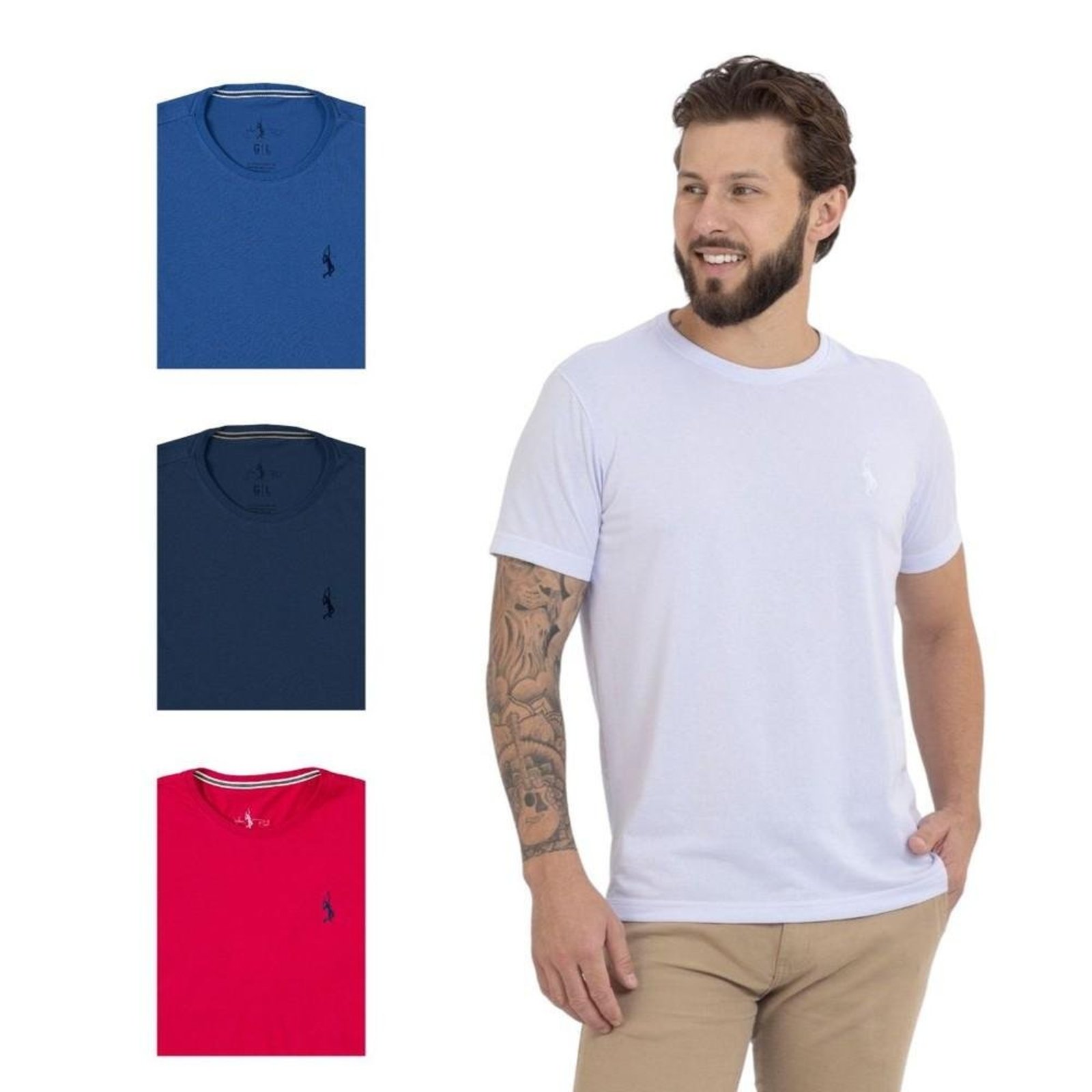 Kit 4 Camiseta Básica Casual Masculina Confortável em Malha Leve