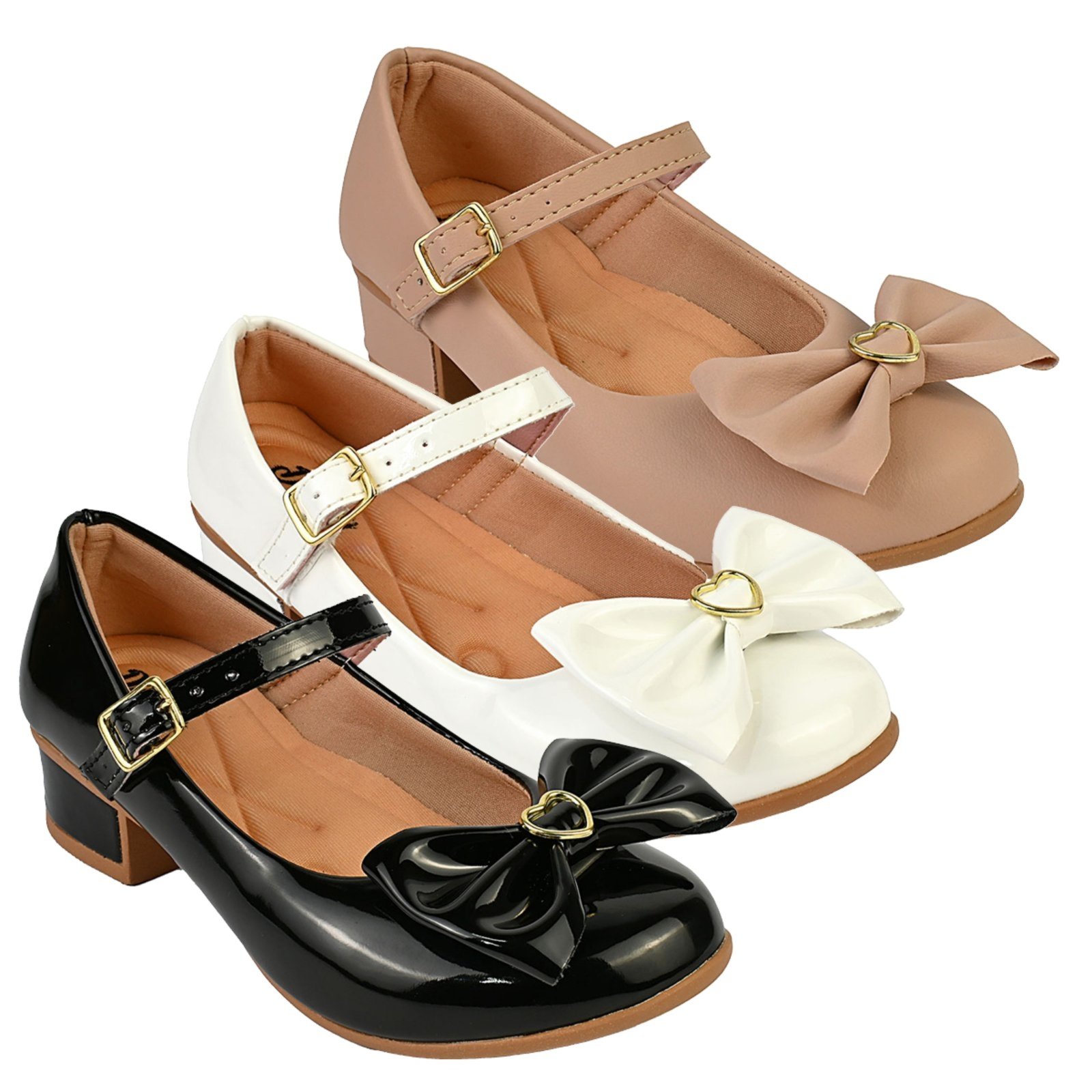 Infantil - Kit Com 3 Pares Sapatilha Feminina De Menina Boneca Do 28 Ao 36 101 - BRANCO E NUDE FOSCO E PRETO 500