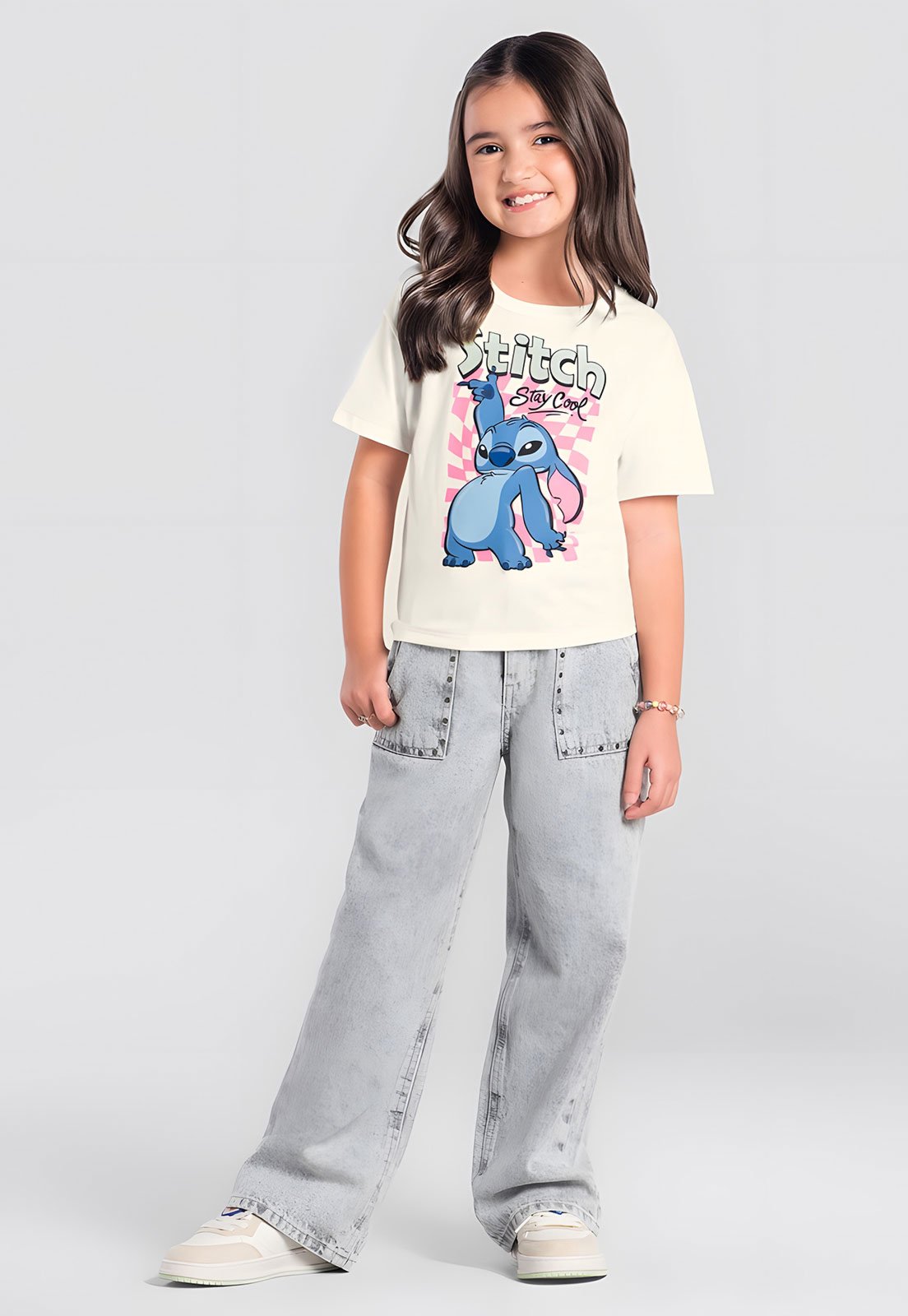 Infantil - Camiseta Brandili Stitch Off-White