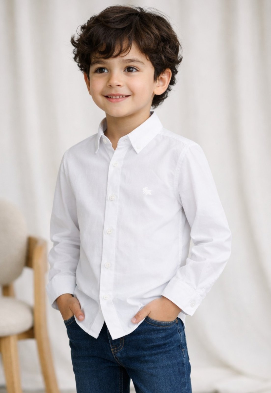Infantil - Camisa Social Menino Manga Longa Daze Modas Branca