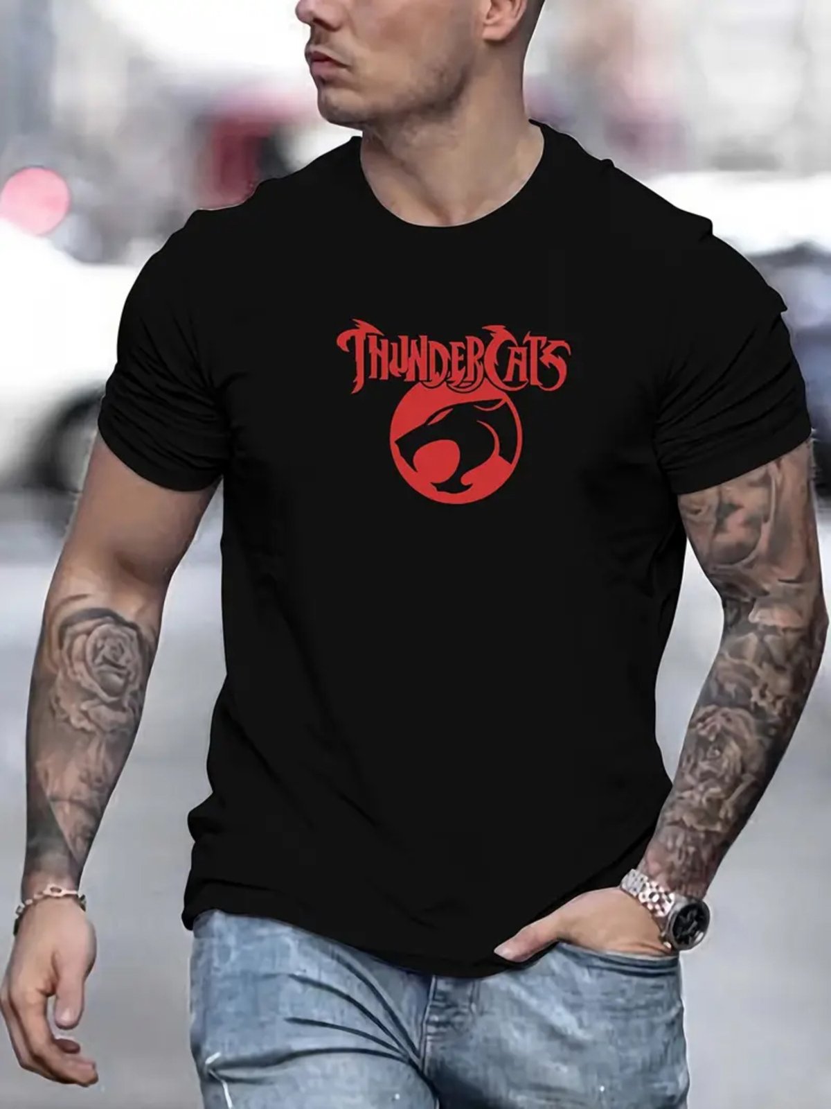 Camiseta Estampada Oversized Thundercats Safira Moda Algodão Preto