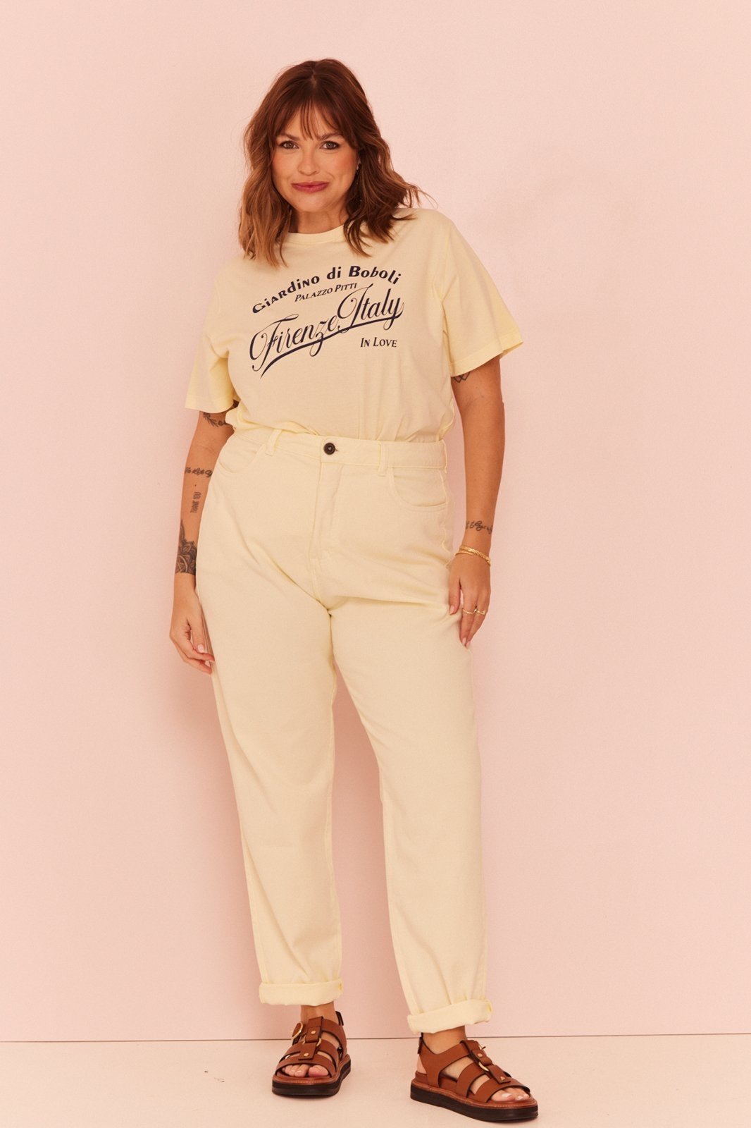 Calça In Love Mom Jeans Gisela Amarelo Manteiga