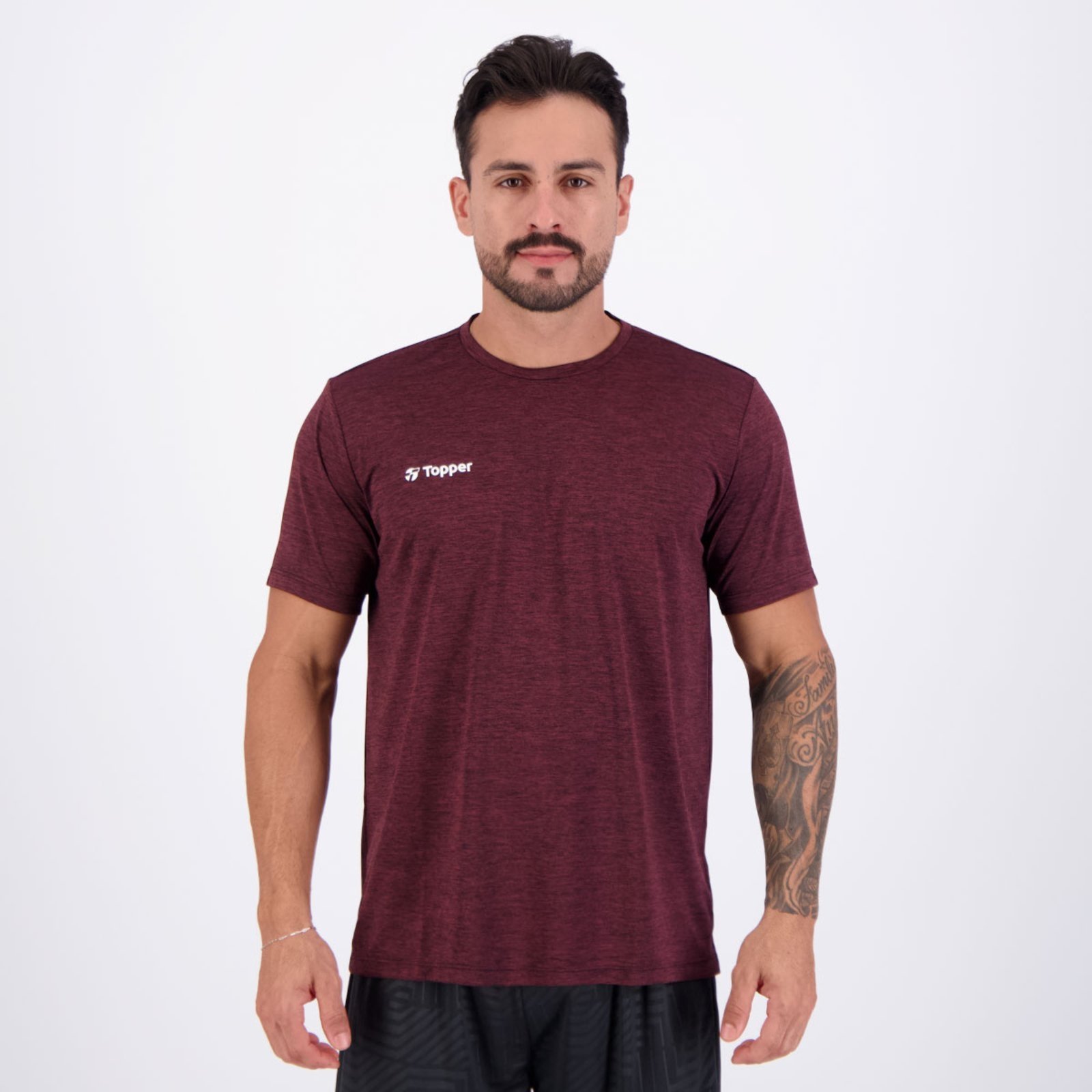 Vista 2 Camiseta Topper Treino Classic Mescla bordô Topper bordô