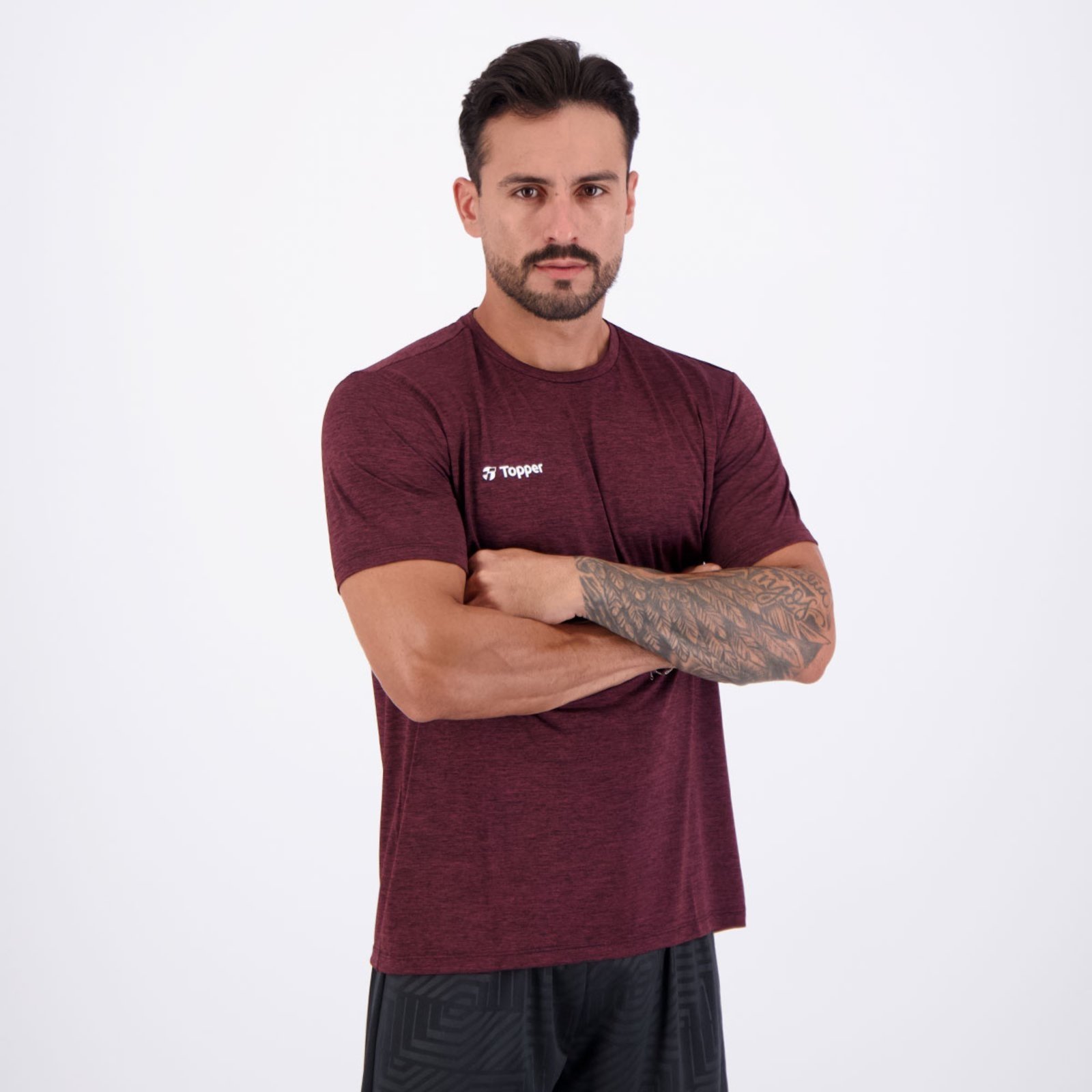 Vista 3 Camiseta Topper Treino Classic Mescla bordô Topper bordô