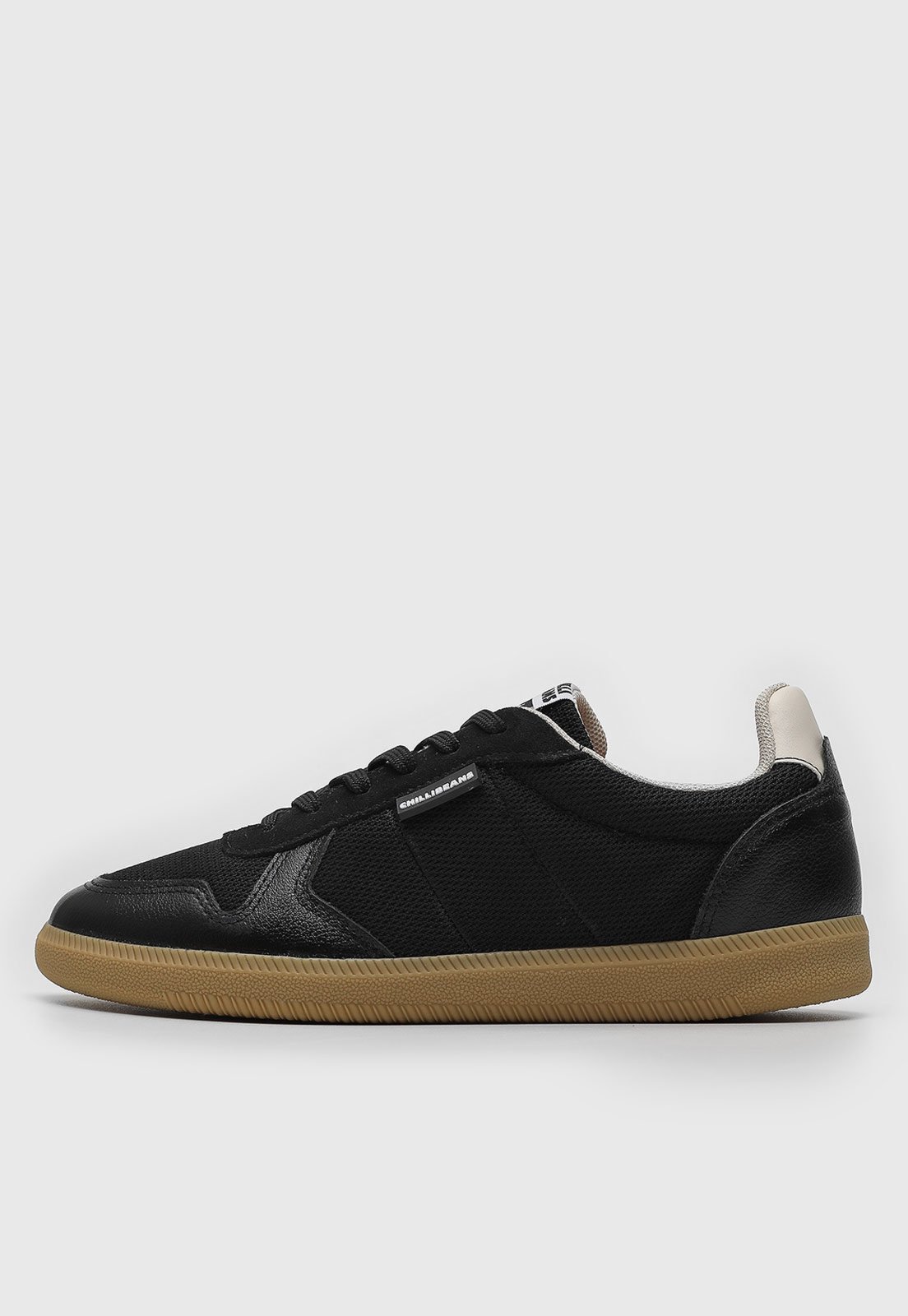 Tênis Masculino Chilli Beans Cano Baixo Preto e Caramelo