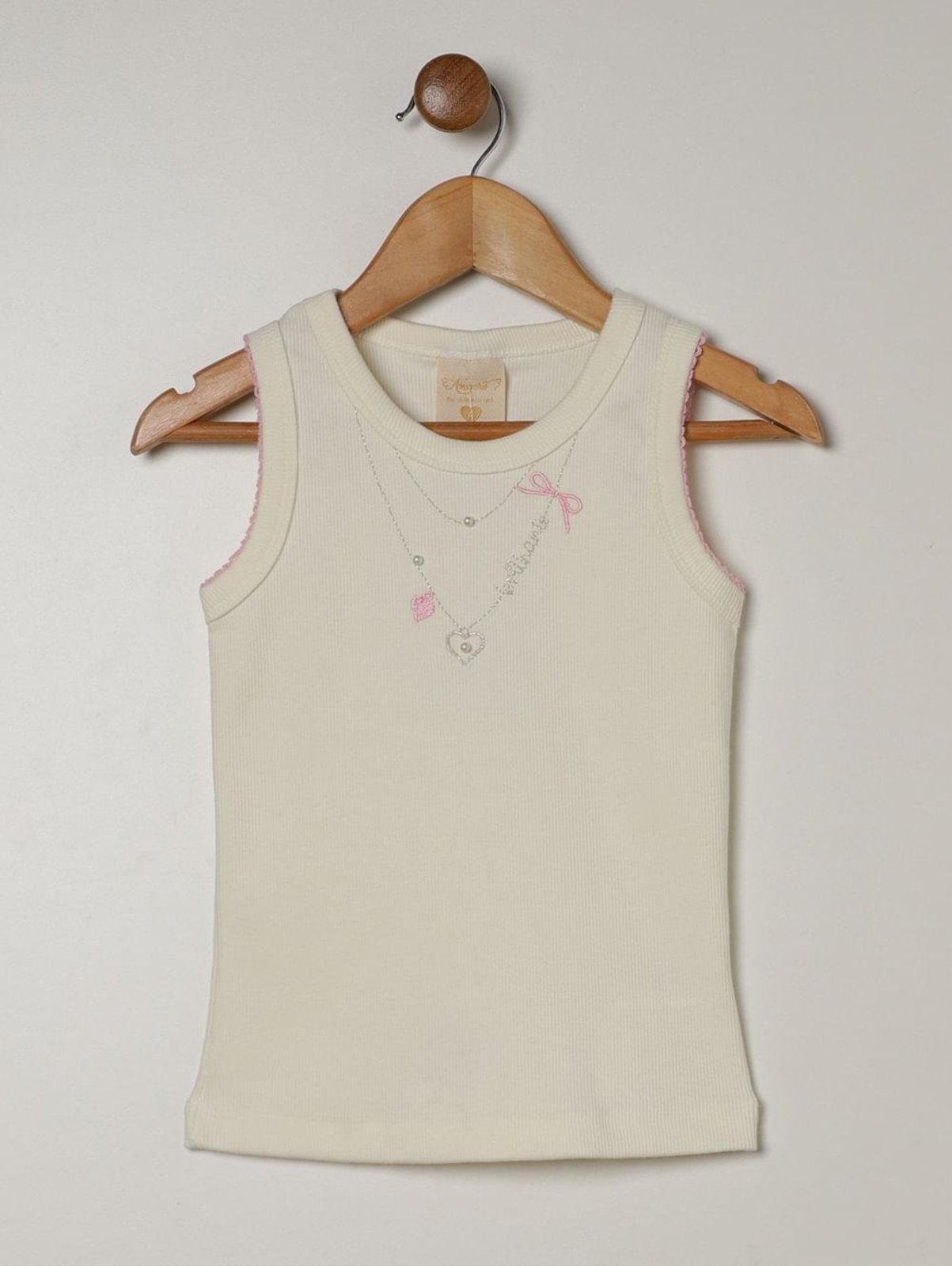 Infantil - Blusa Canelada Regata Para Menina- OFF WHITE
