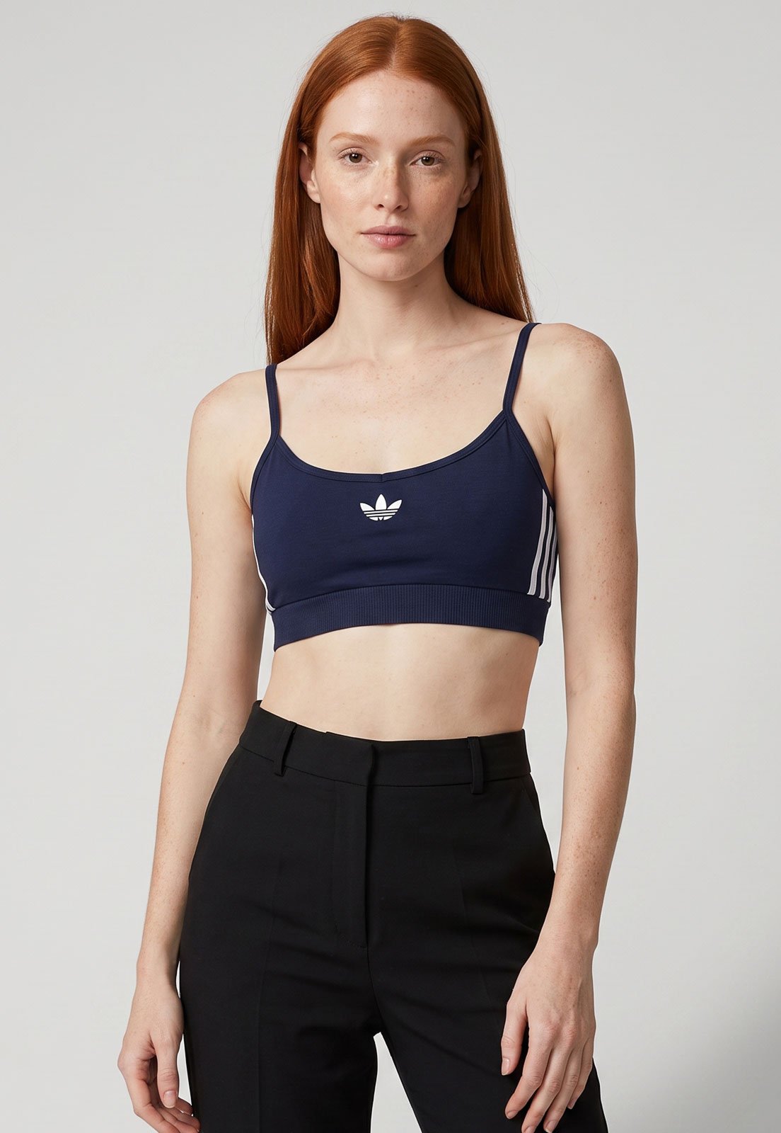 Top Cropped Feminino adidas Originals Alças Finas Azul-Marinho