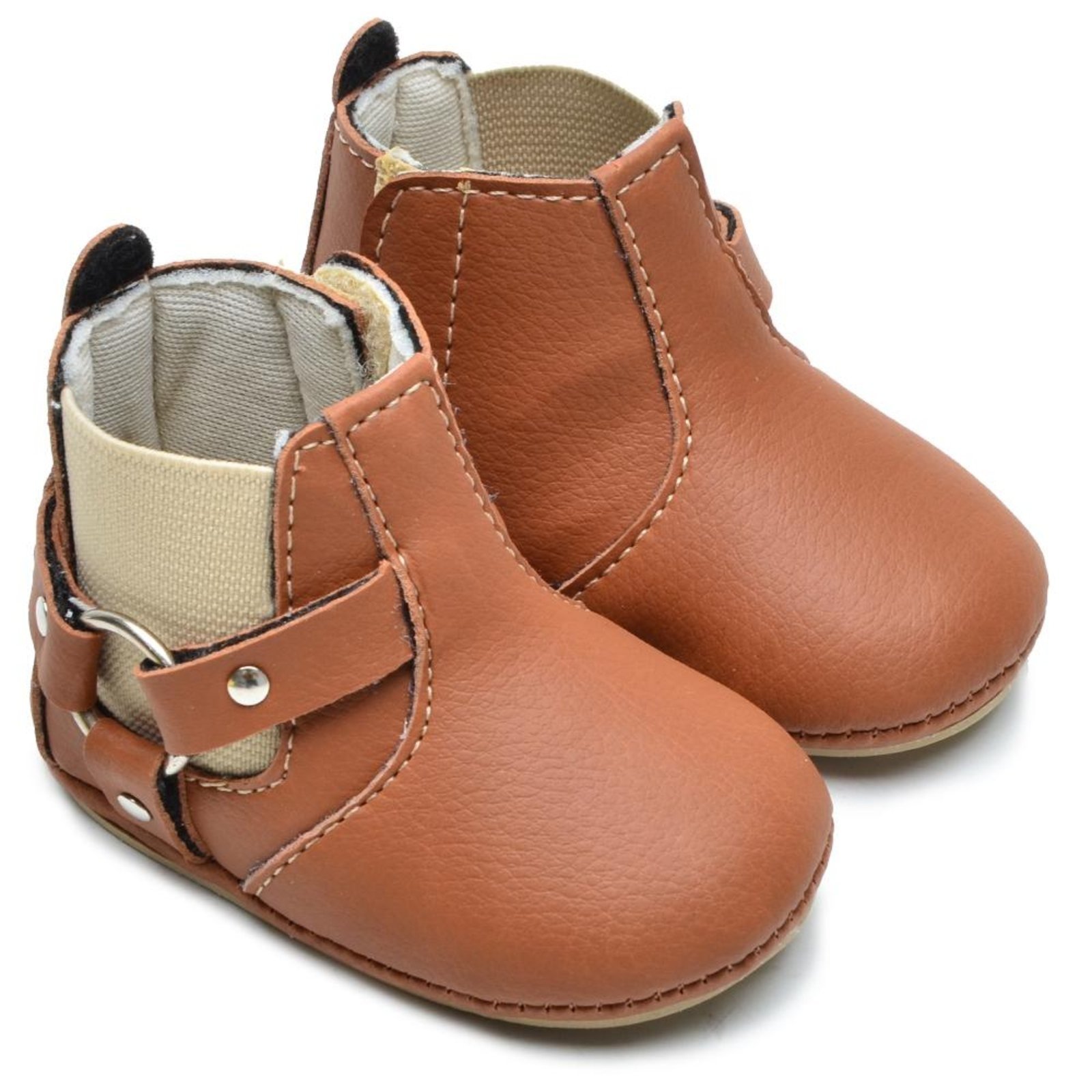 Infantil - Botinha Masculina Country Calce Fácil Conforto Amarelo 14 Marrom