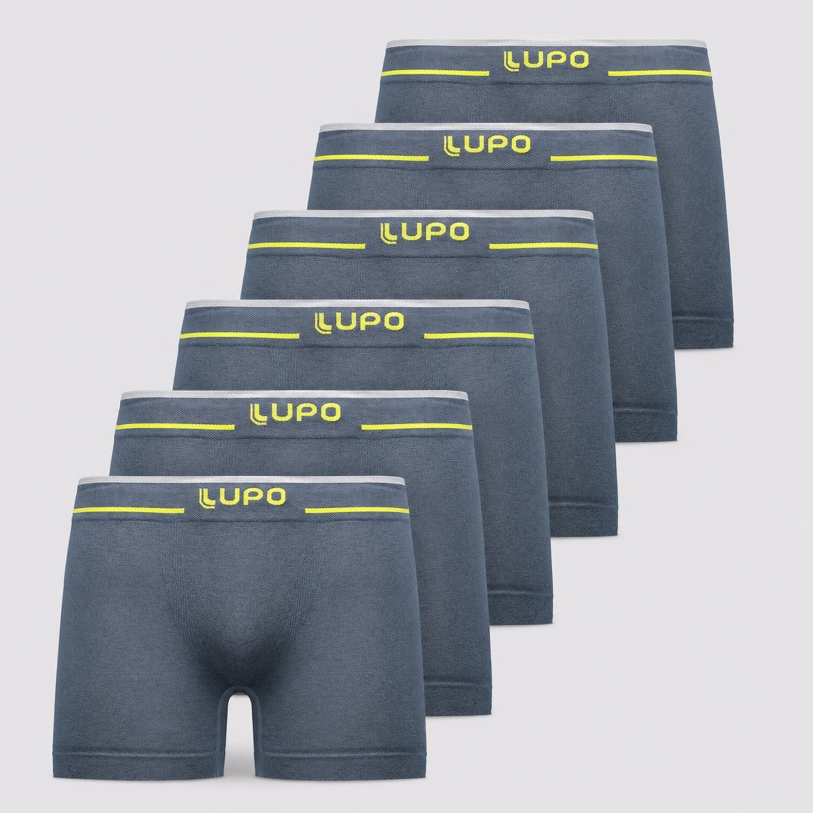 Kit 6 Cuecas Lupo Boxer Microfibra Sem Costura Azul