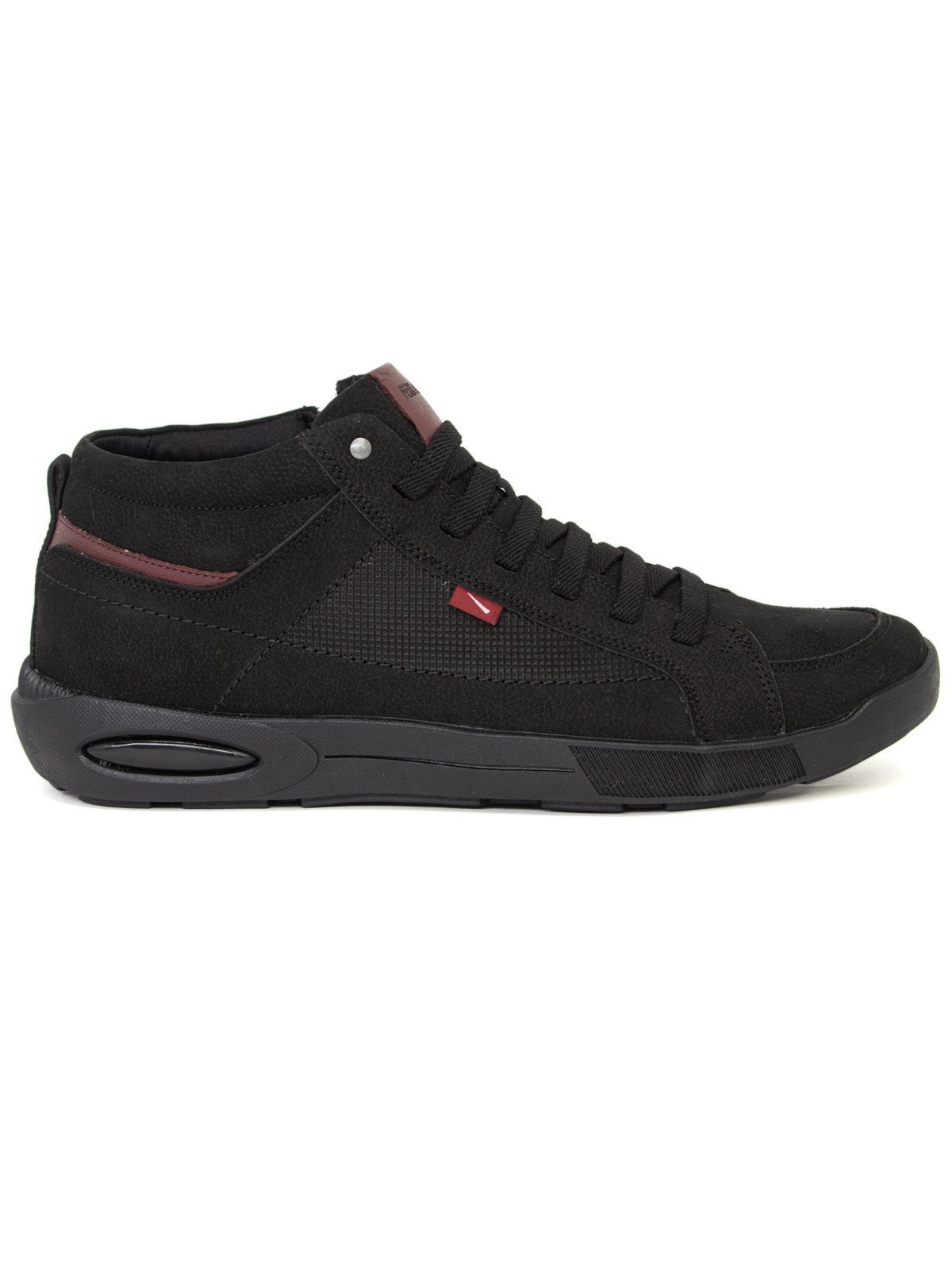 Sapatênis Ferracini Cano Alto Bota Pulse Couro Cadarço Preto All Black