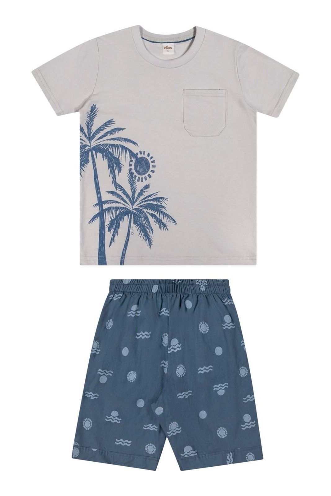 Vista 2 Infantil - Conjunto Menino Tropical Com Bolso Elian marrom Elian marrom