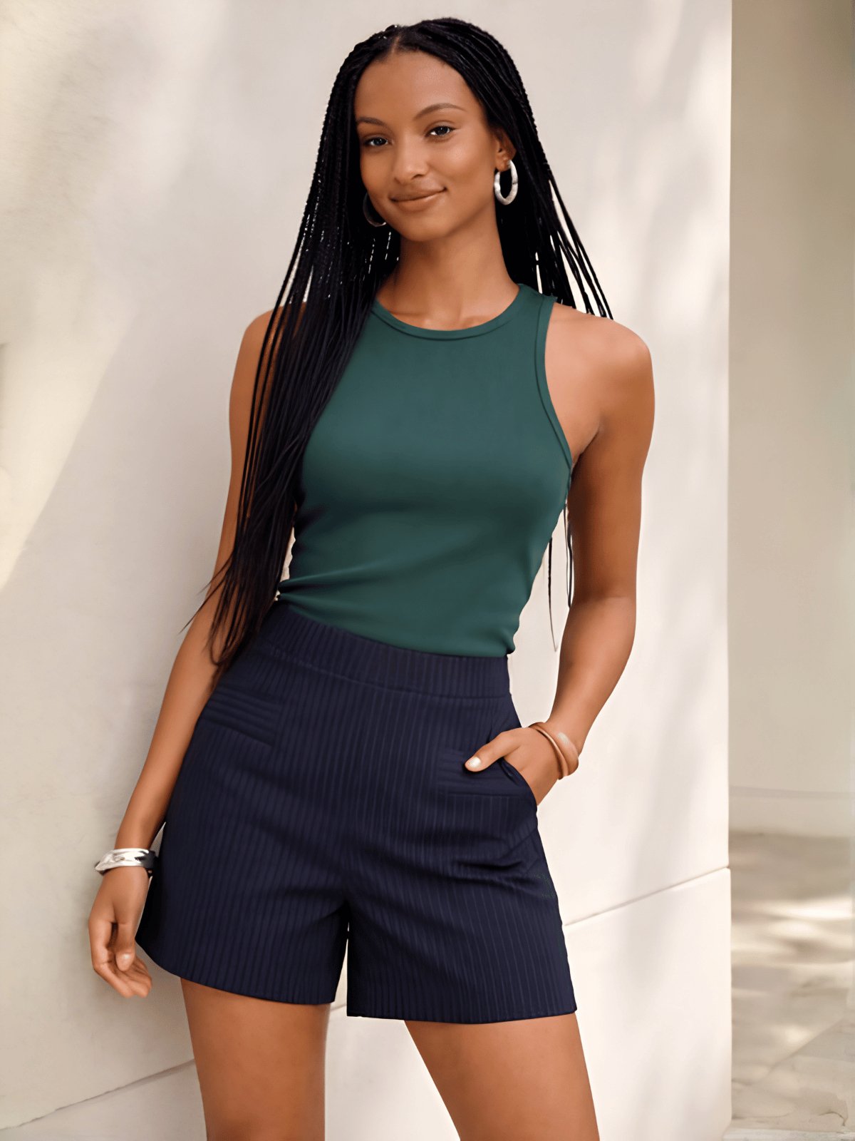 Blusa Regata Feminina Básica Malha Ribana Lunender