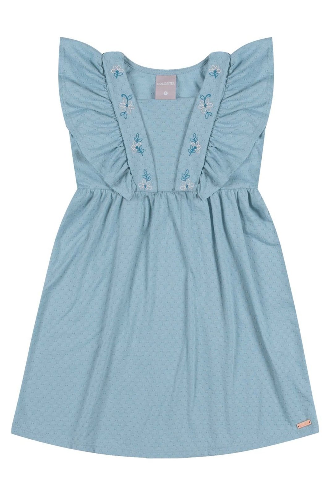 Infantil - Vestido Menina Bordado Flores Colorittá Azul