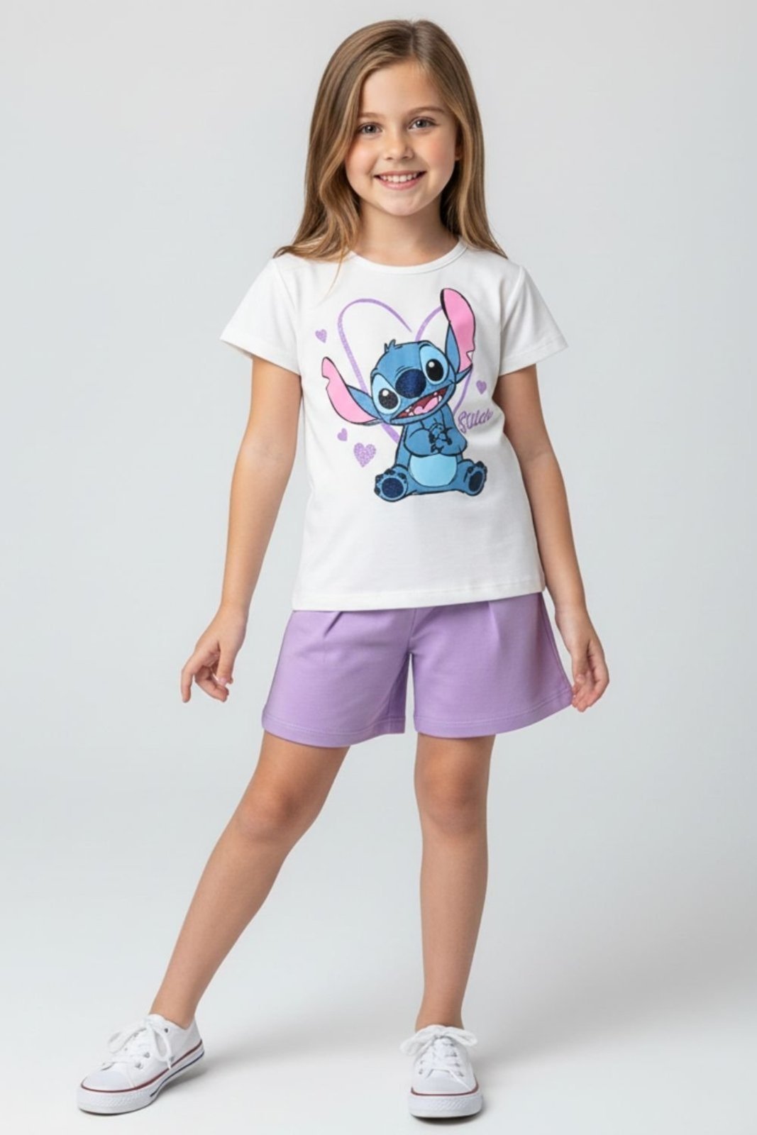 Infantil – Conjunto Disney Feminina Stitch – Off White