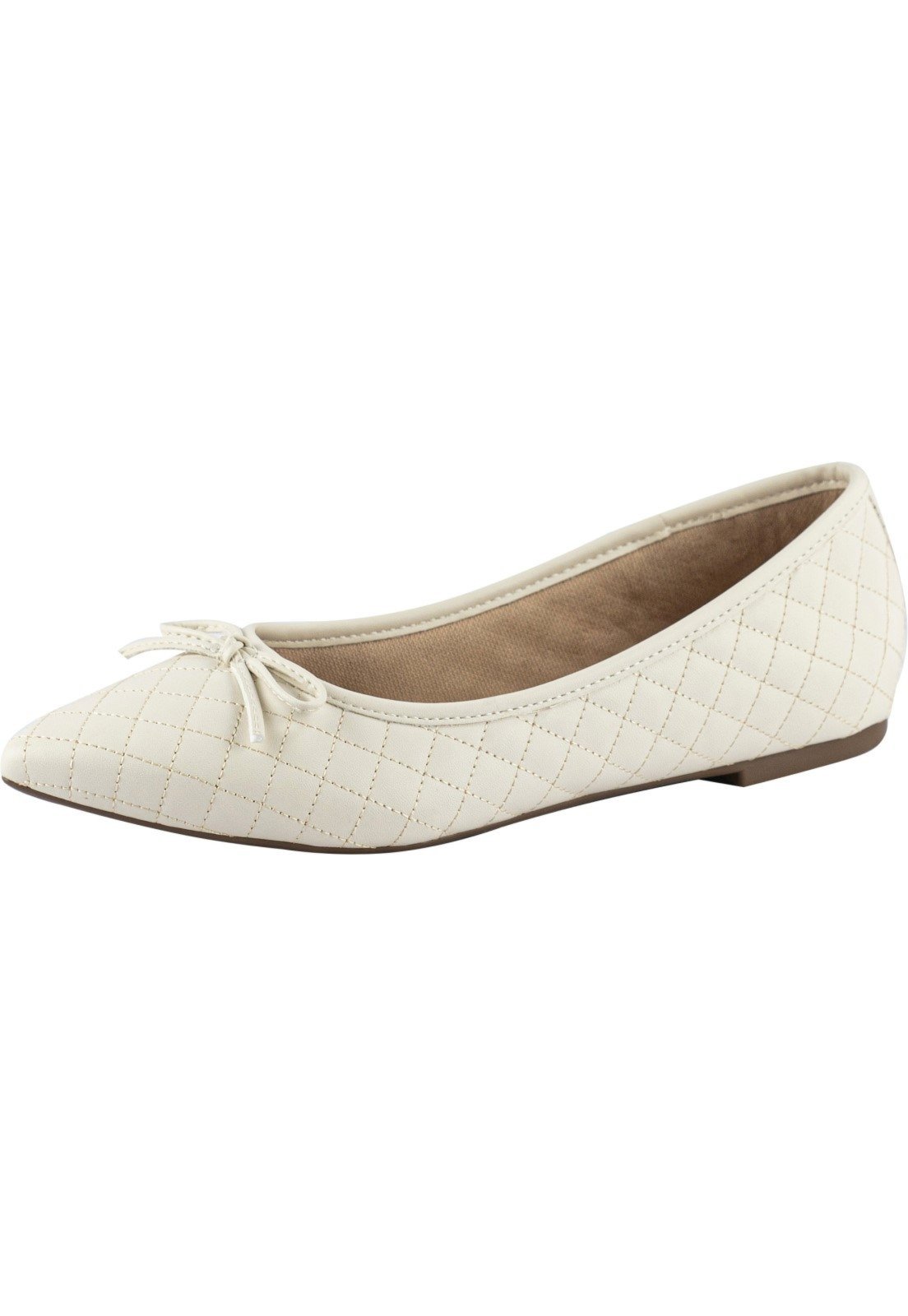 Vista 2 Sapatilha Feminina Bico Fino Lumiss Matelassê Confortável Rasteirinha Off White off-white white off-white white