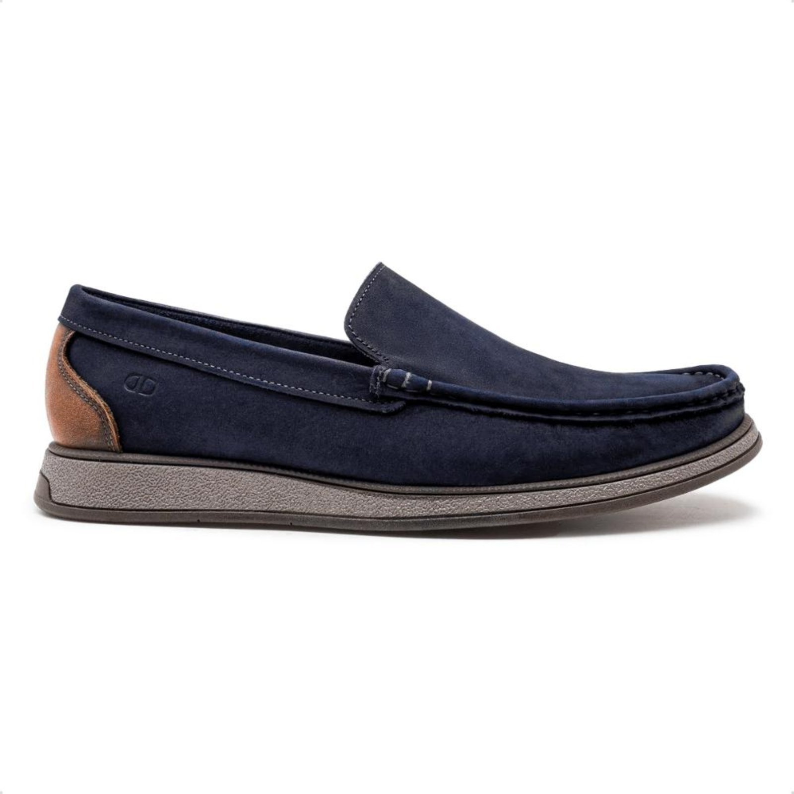 Mocassim de Couro Democrata Masculino Nash 252301 Azul Marinho