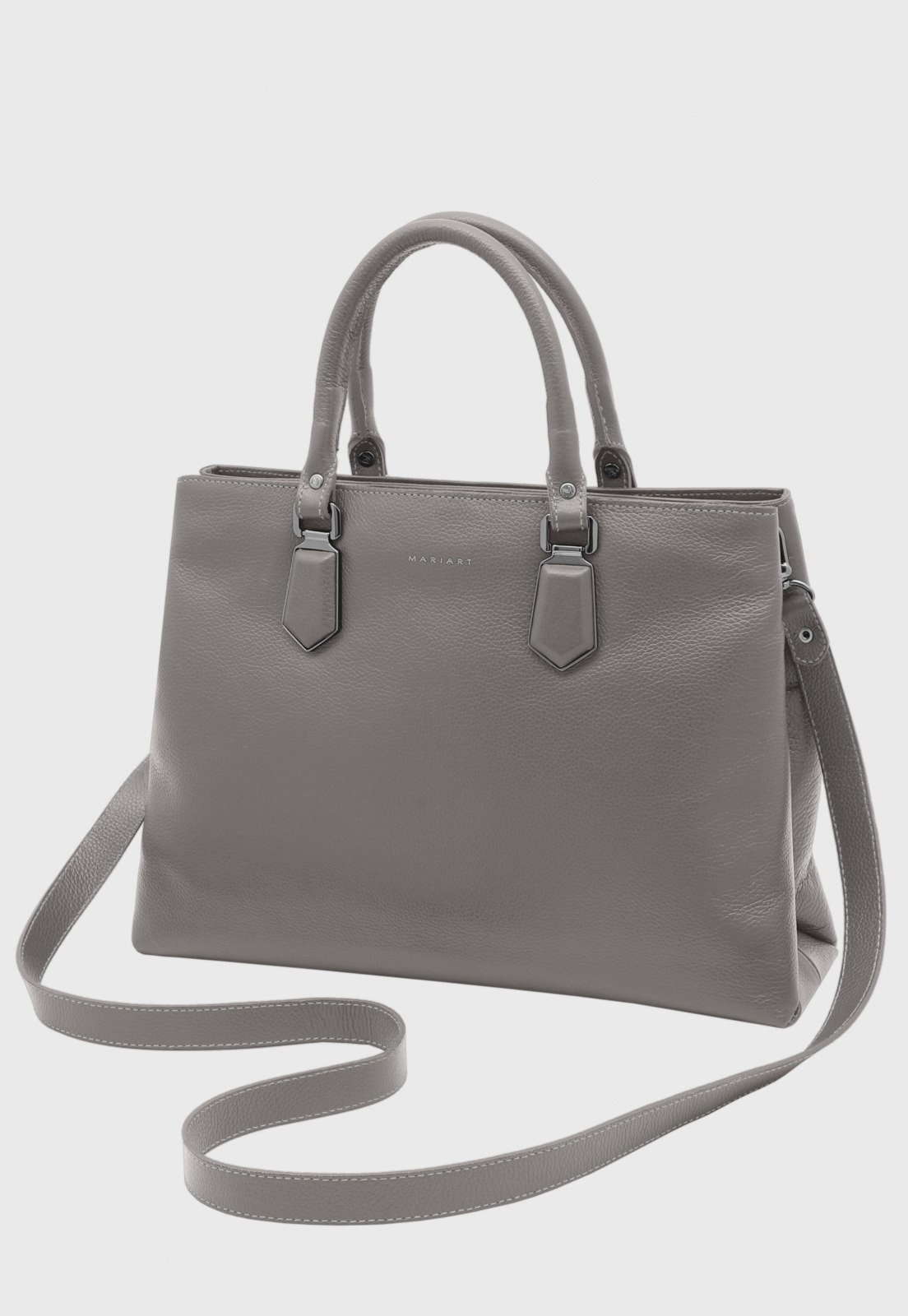 Bolsa Transversal Couro Mariart Açaí Cinza
