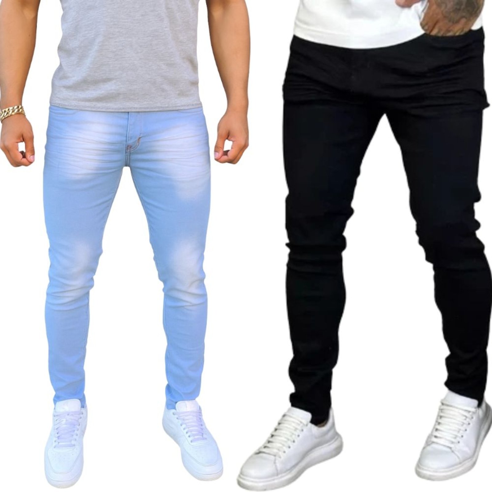 Kit 2 Calça Jeans Skinny Masculina Clara Preta