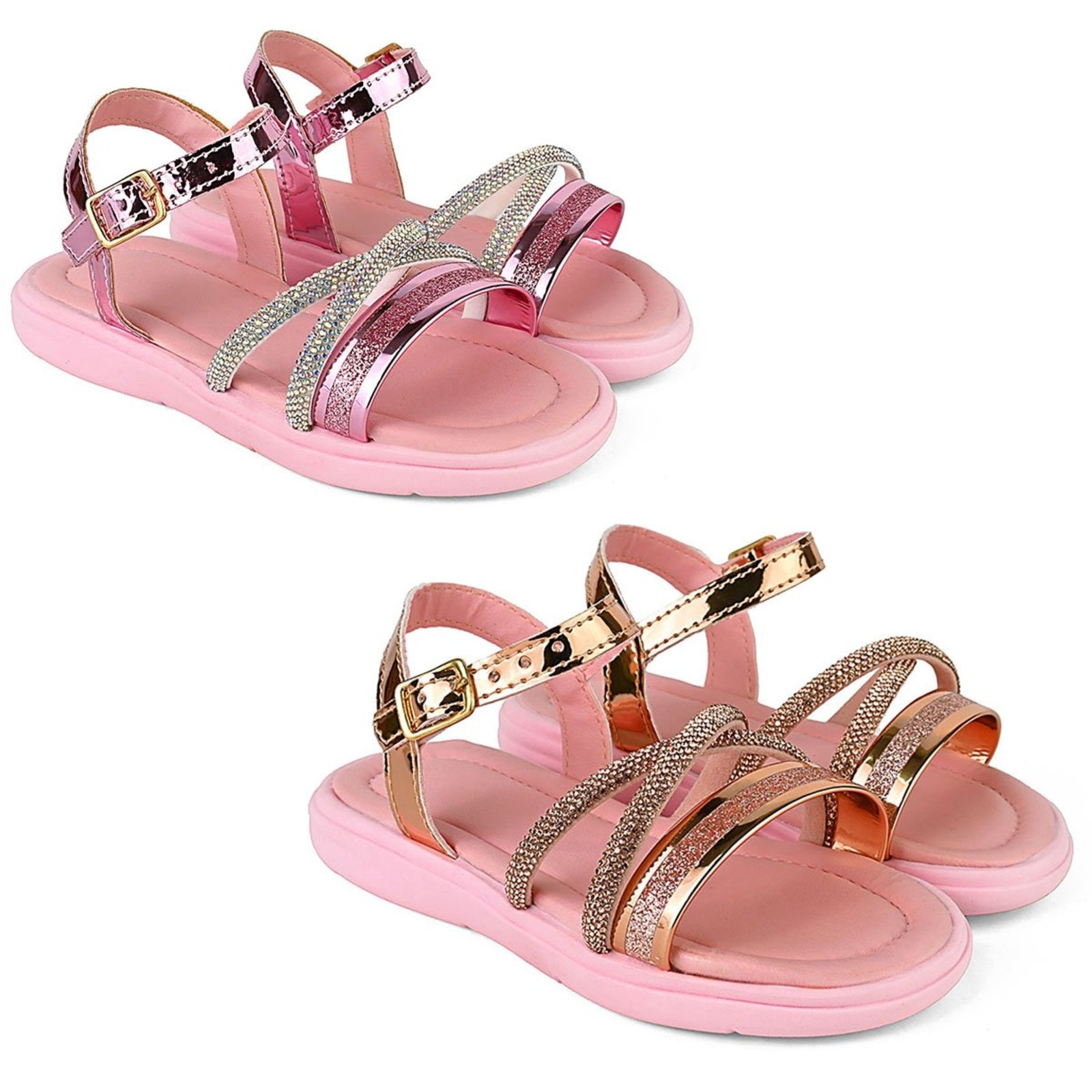 Infantil - KIT 2 PARES Sandália De Menina Feminina Papete Confortável Tratorada Leve Do 20 Ao 34 SI-40