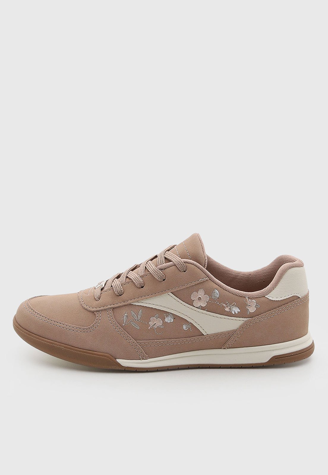 Tênis Feminino Kolosh Bordado Floral Nude